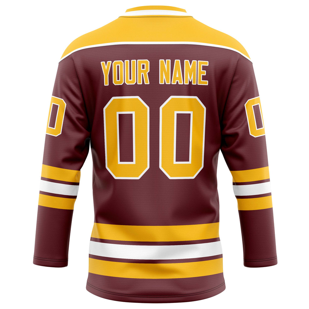 Personalized Brown & Gold Solid Colour Hockey Jersey