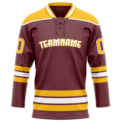 Personalized Brown & Gold Solid Colour Hockey Jersey