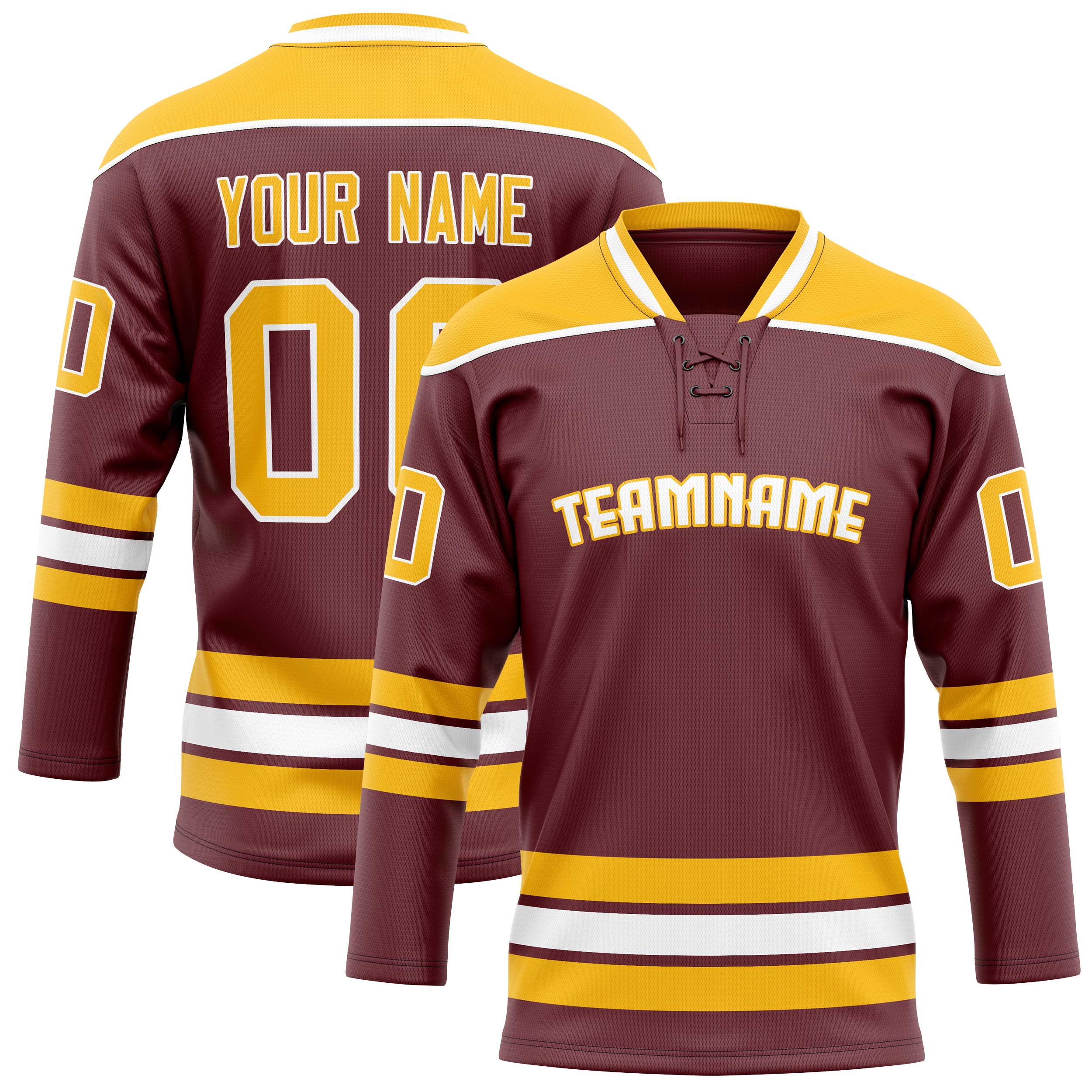 Personalized Brown & Gold Solid Colour Hockey Jersey