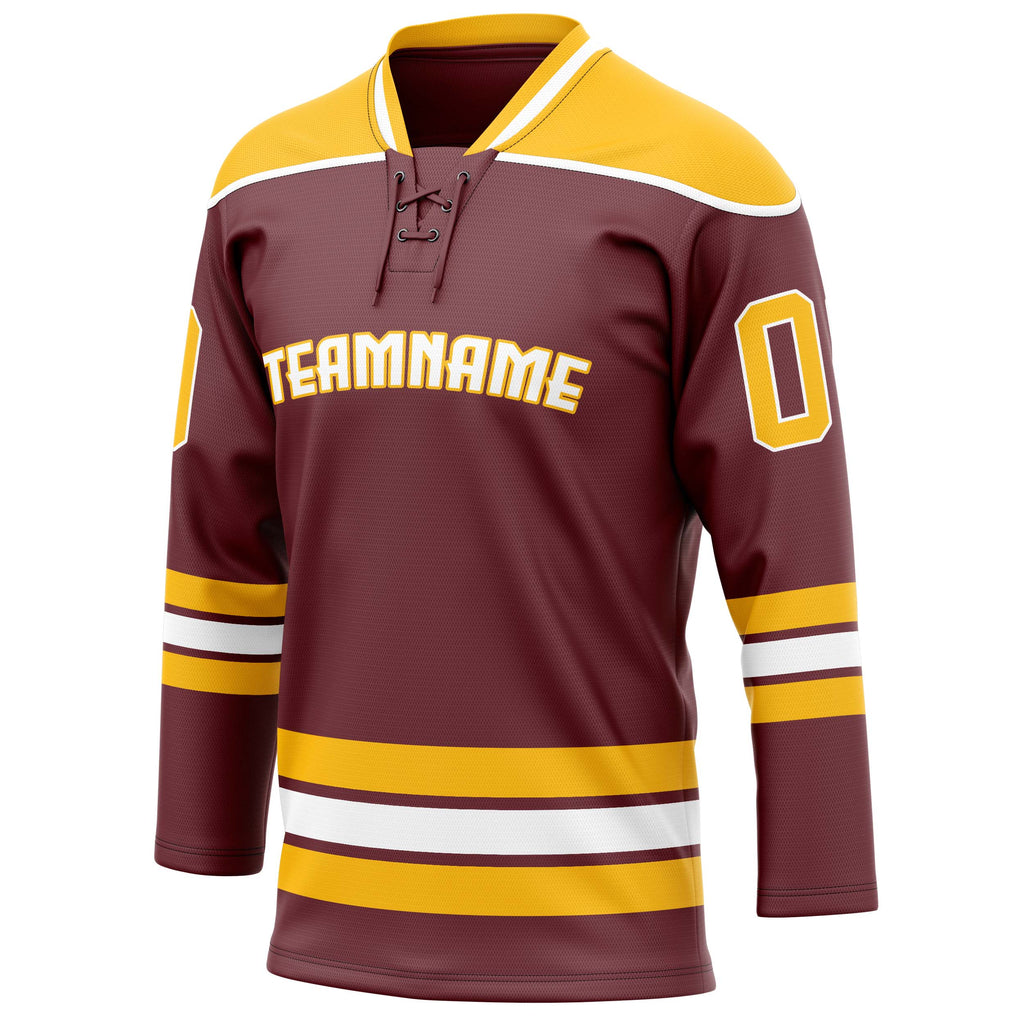 Personalized Brown & Gold Solid Colour Hockey Jersey