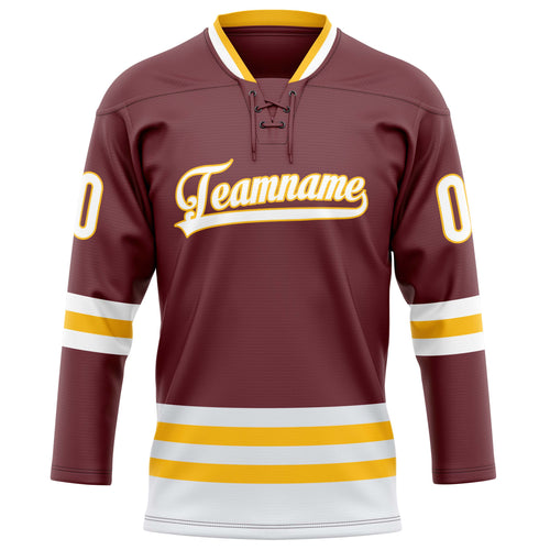Personalized Brown & Gold Solid Colour Hockey Jersey