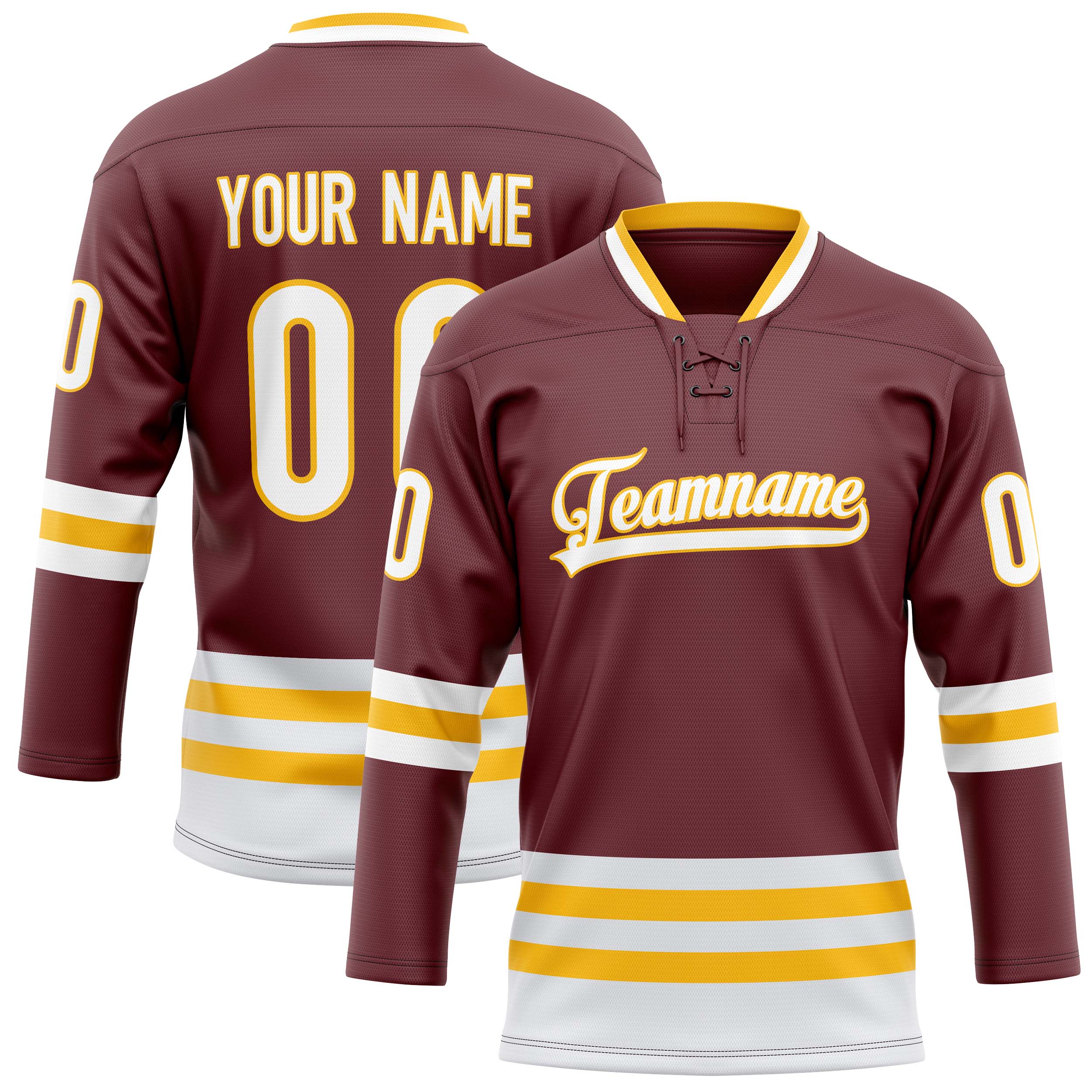 Personalized Brown & Gold Solid Colour Hockey Jersey
