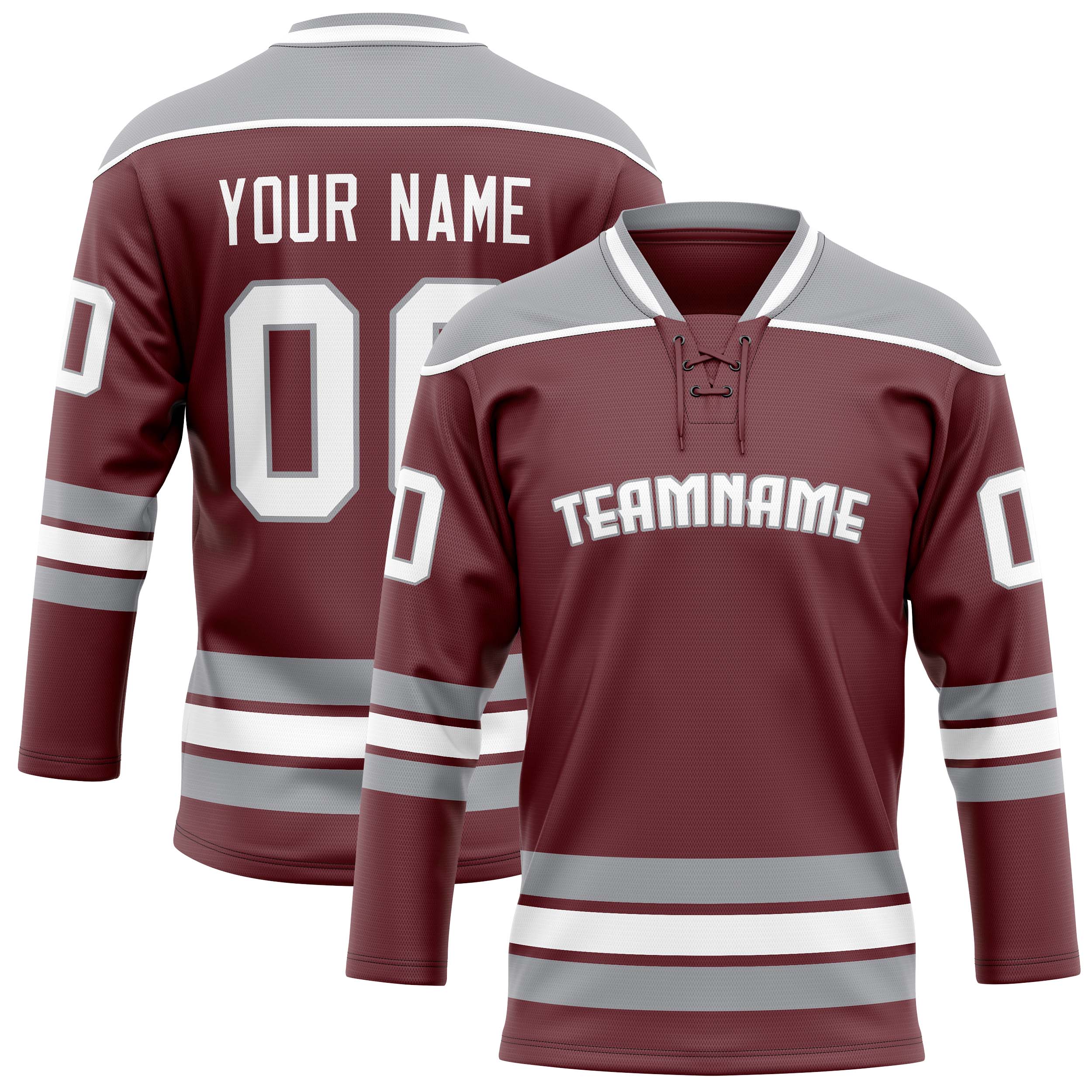 Personalized Brown & Gray Solid Colour Hockey Jersey