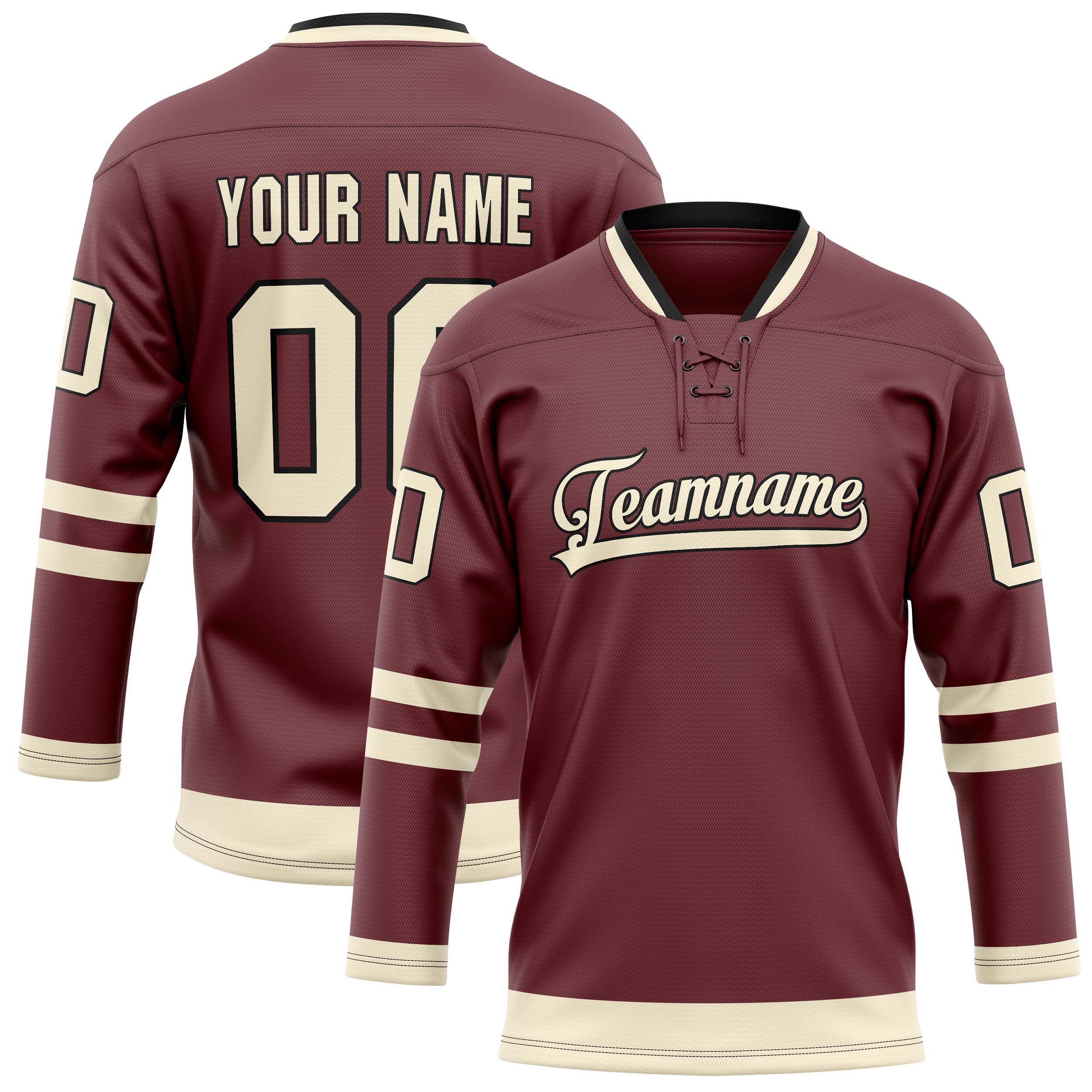Personalized Brown & Cream Solid Colour Hockey Jersey