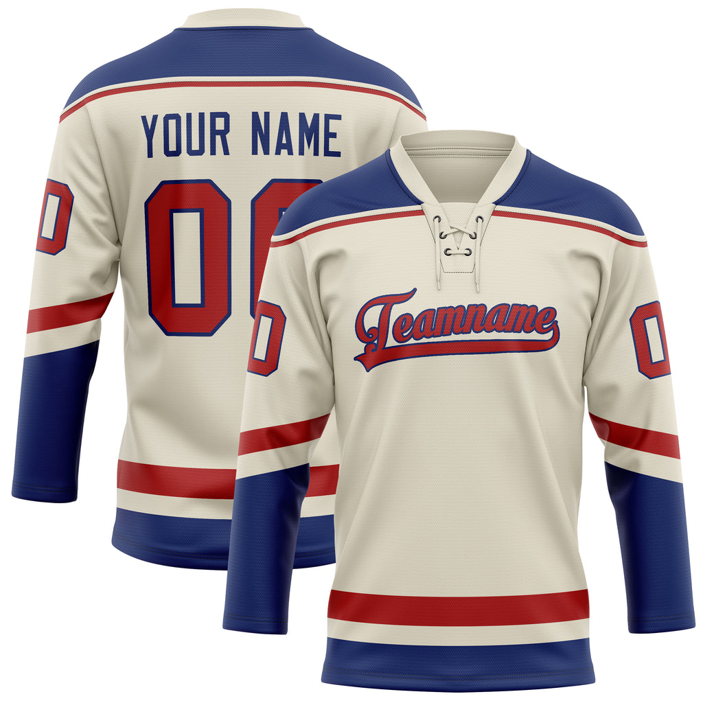 Personalized Cream & Royal Solid Colour Hockey Jersey