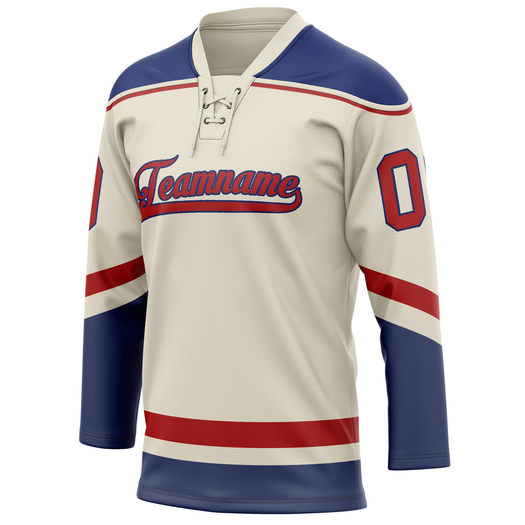 Personalized Cream & Royal Solid Colour Hockey Jersey