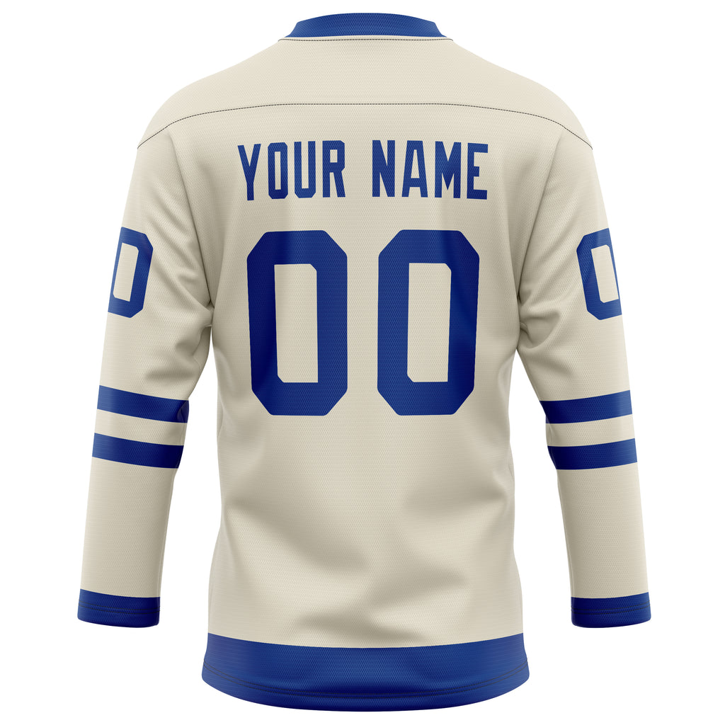 Personalized Cream & Royal Solid Colour Hockey Jersey