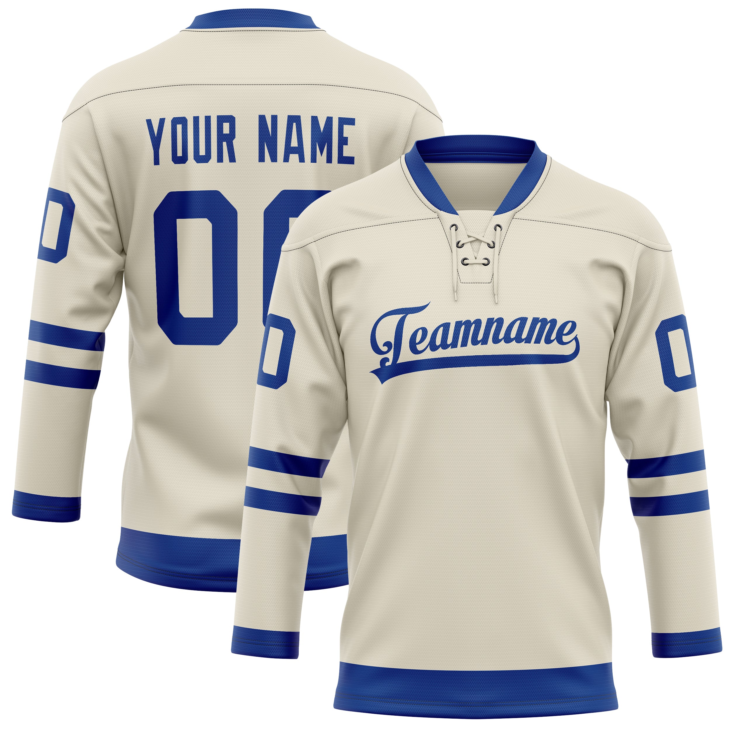 Personalized Cream & Royal Solid Colour Hockey Jersey