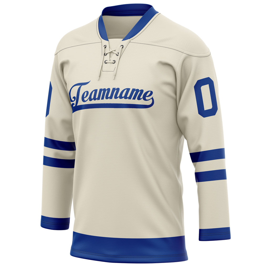Personalized Cream & Royal Solid Colour Hockey Jersey