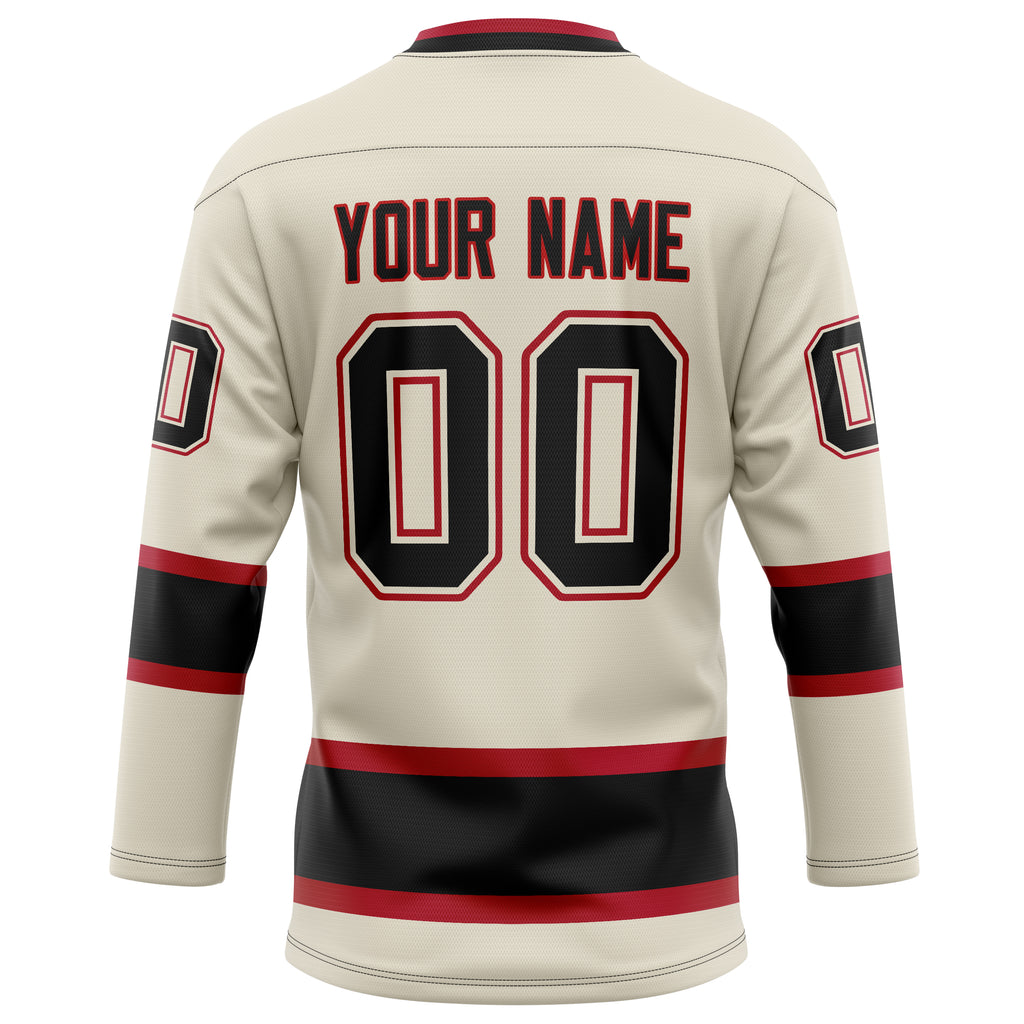 Personalized Cream & Black Solid Colour Hockey Jersey
