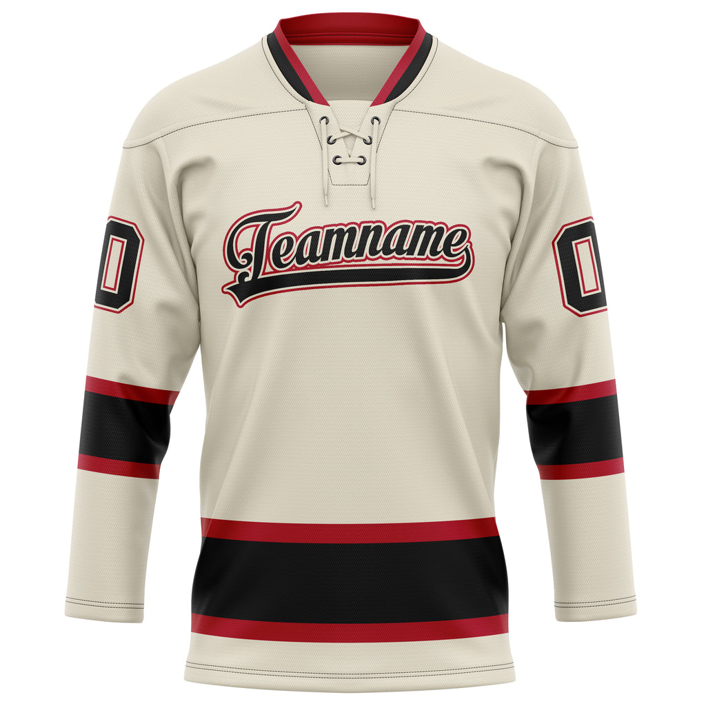 Personalized Cream & Black Solid Colour Hockey Jersey