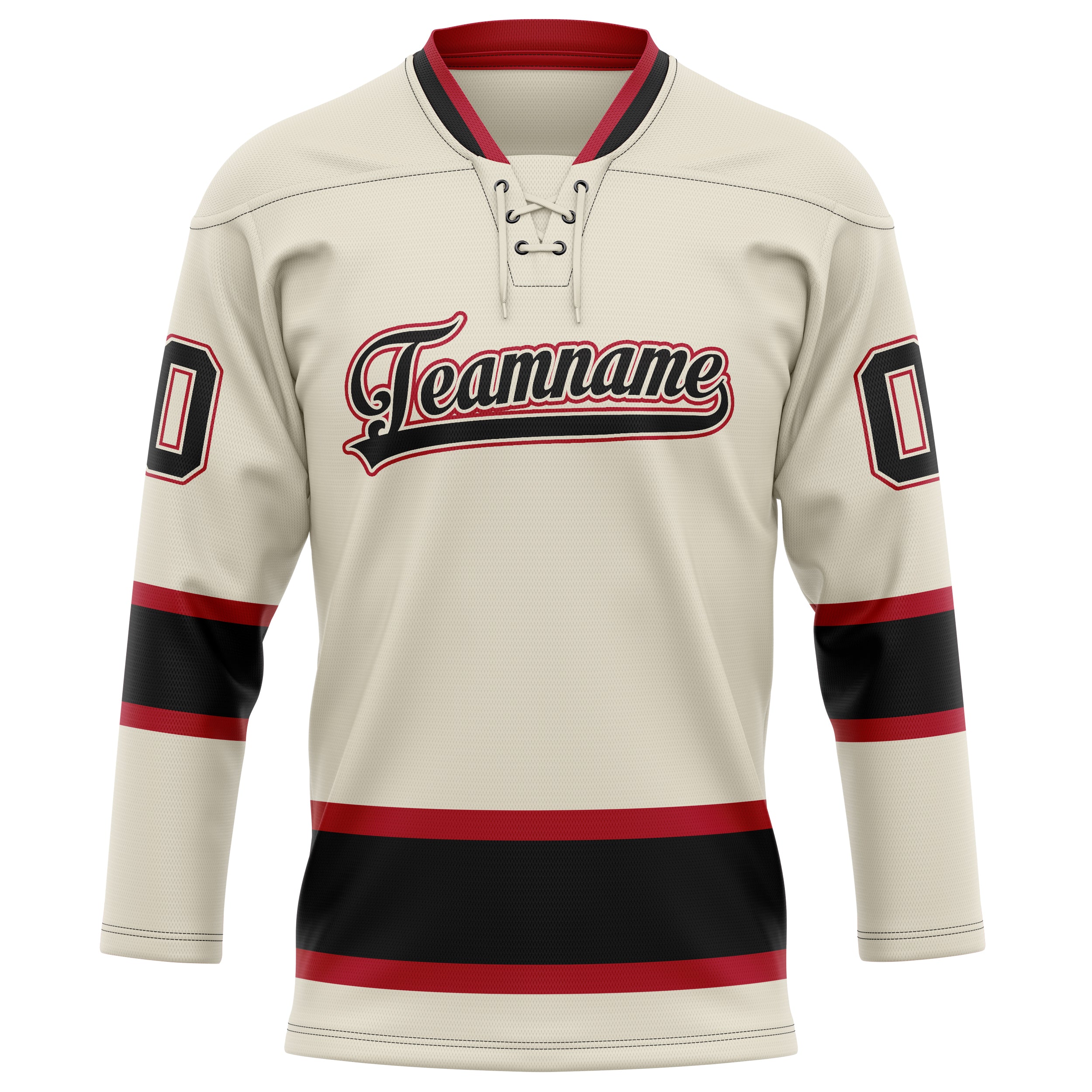 Personalized Cream & Black Solid Colour Hockey Jersey