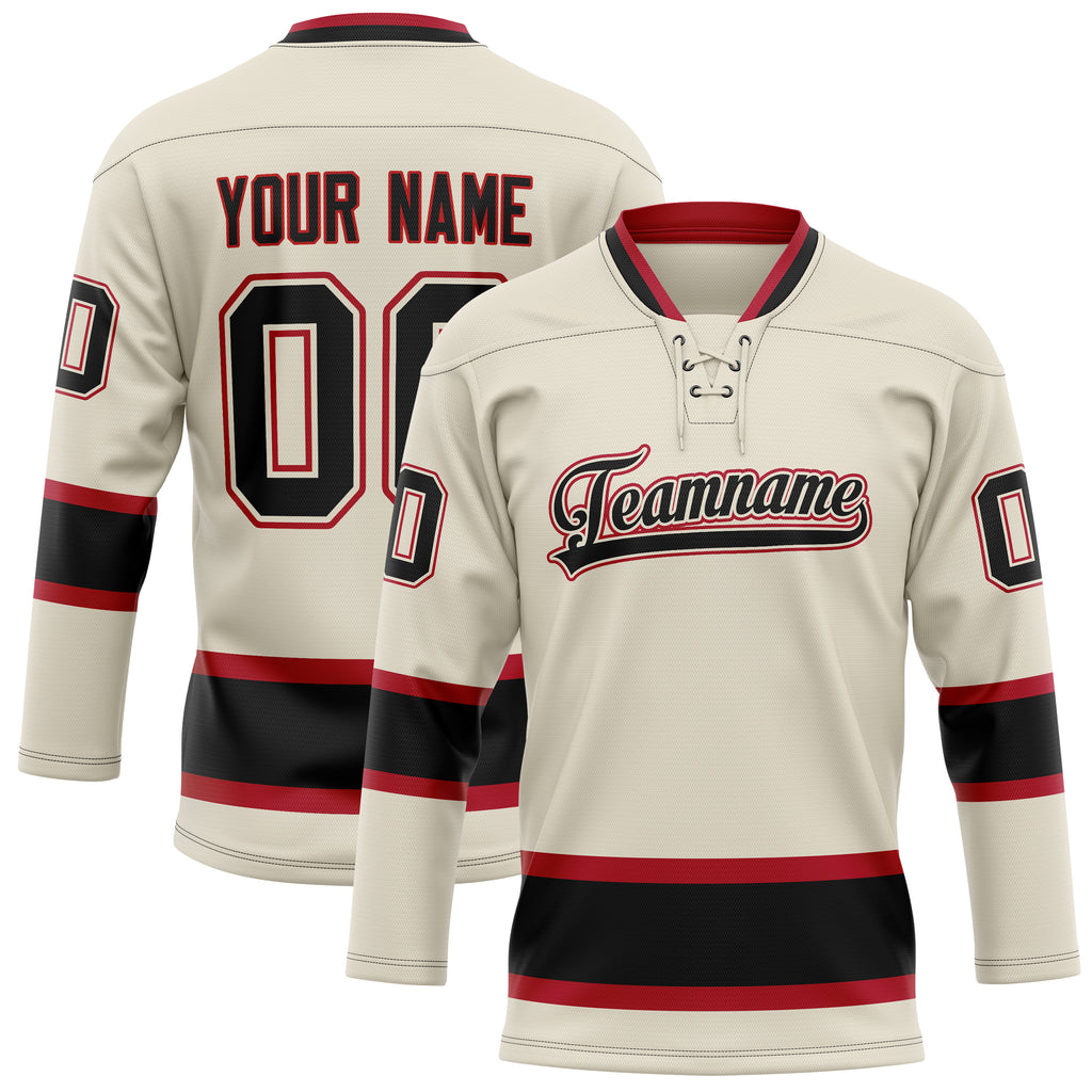 Personalized Cream & Black Solid Colour Hockey Jersey