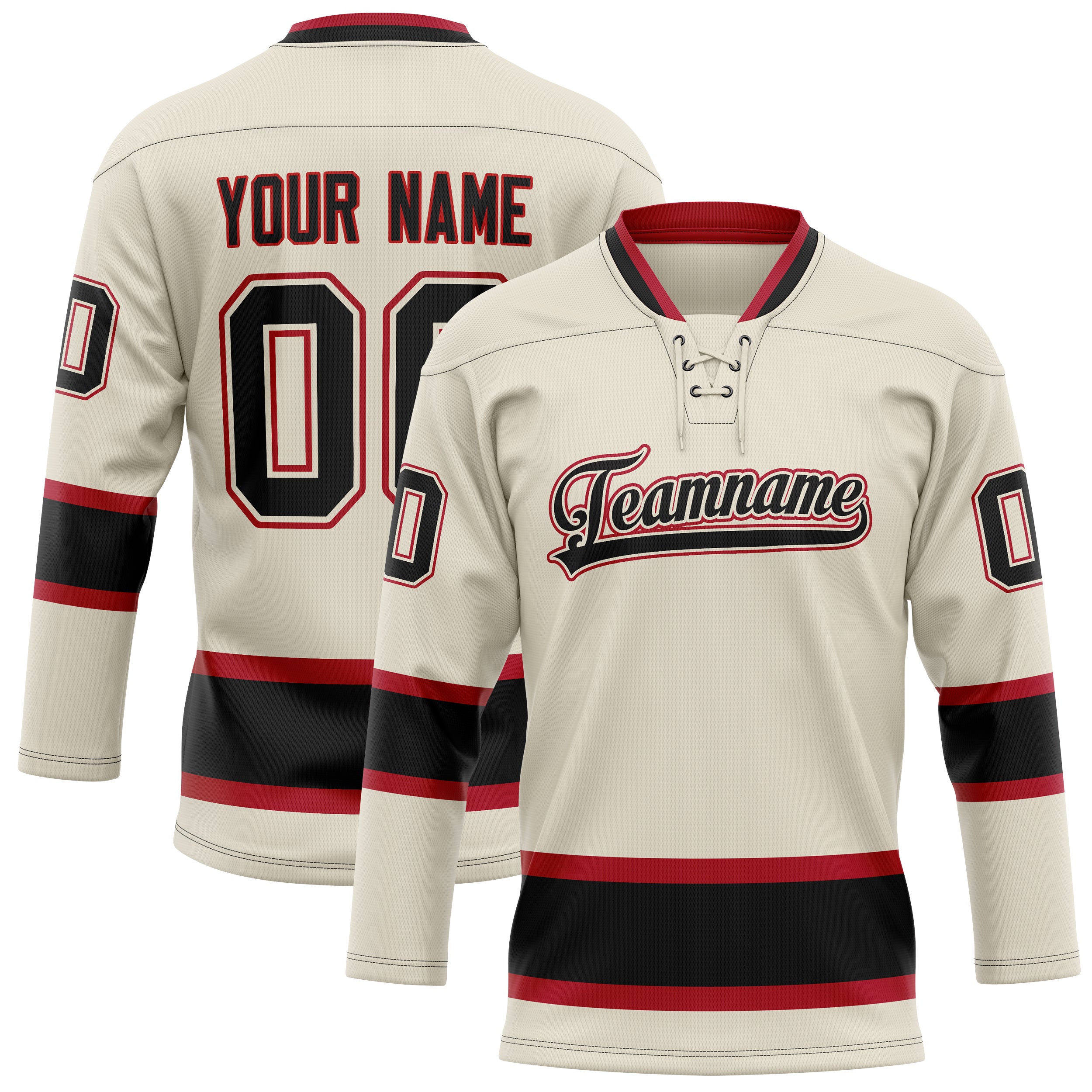 Personalized Cream & Black Solid Colour Hockey Jersey
