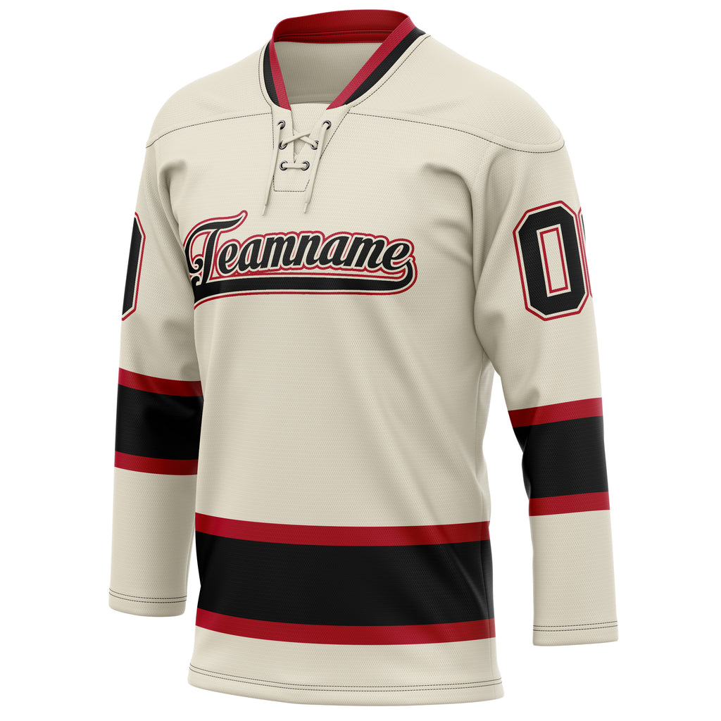 Personalized Cream & Black Solid Colour Hockey Jersey