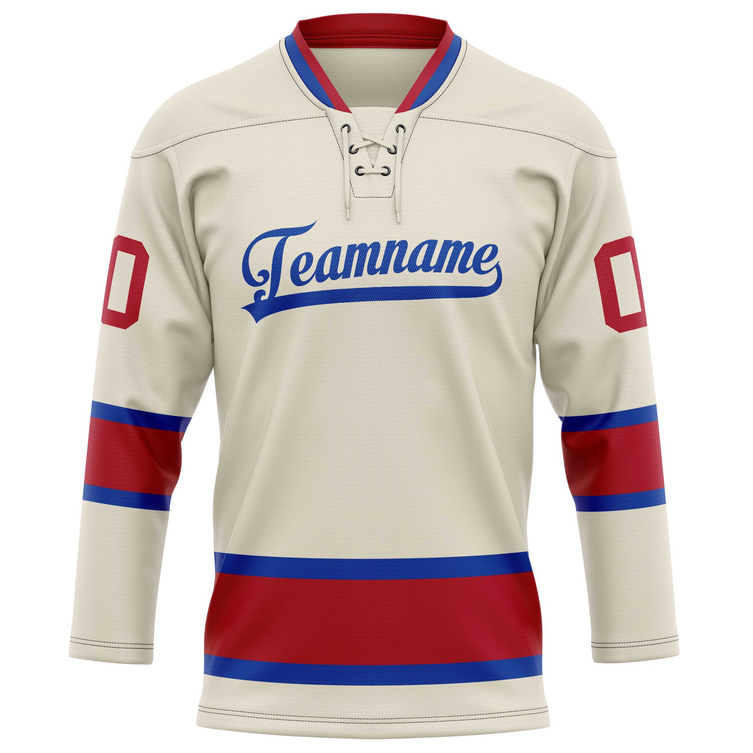 Personalized Cream & Red Solid Colour Hockey Jersey