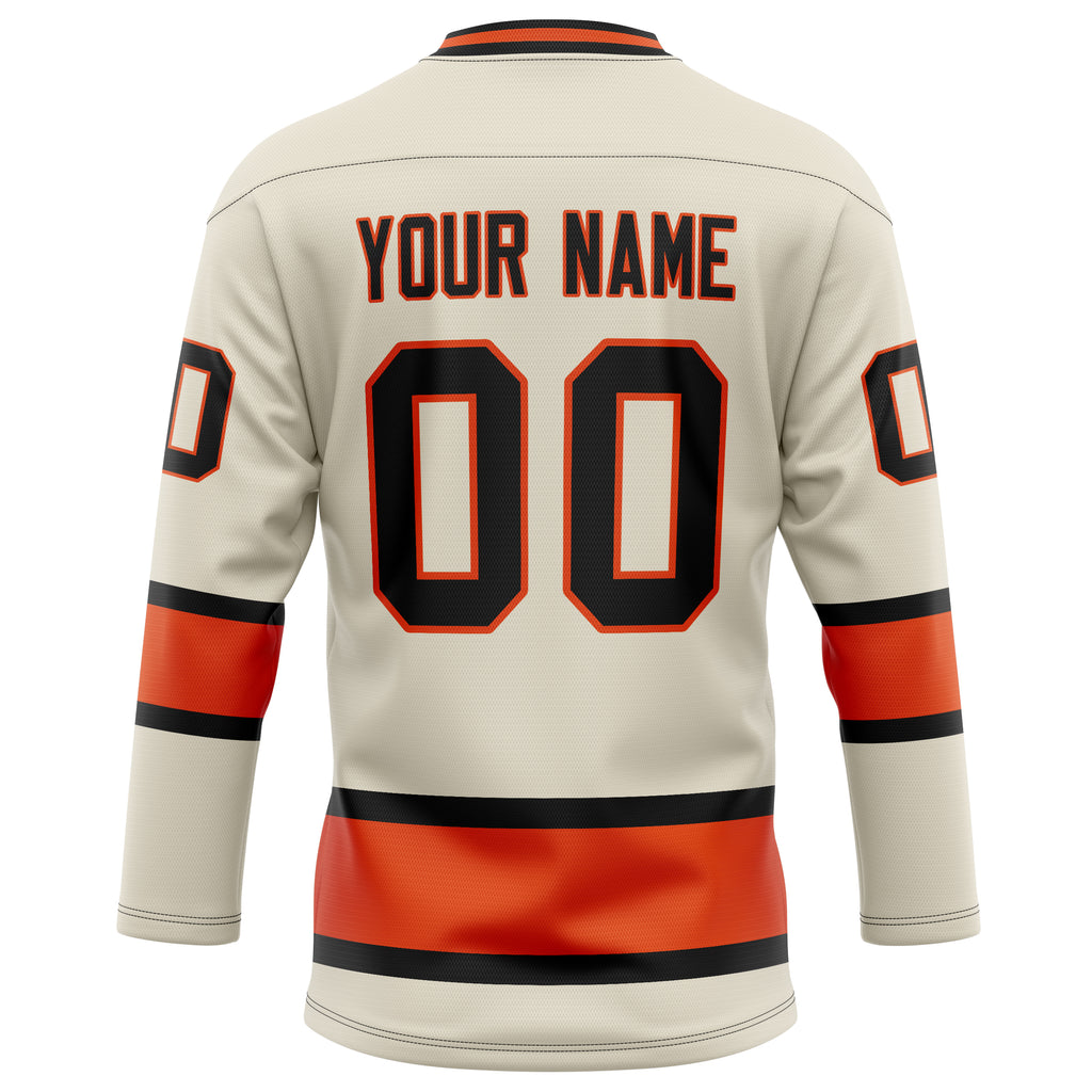 Personalized Cream & Red Solid Colour Hockey Jersey
