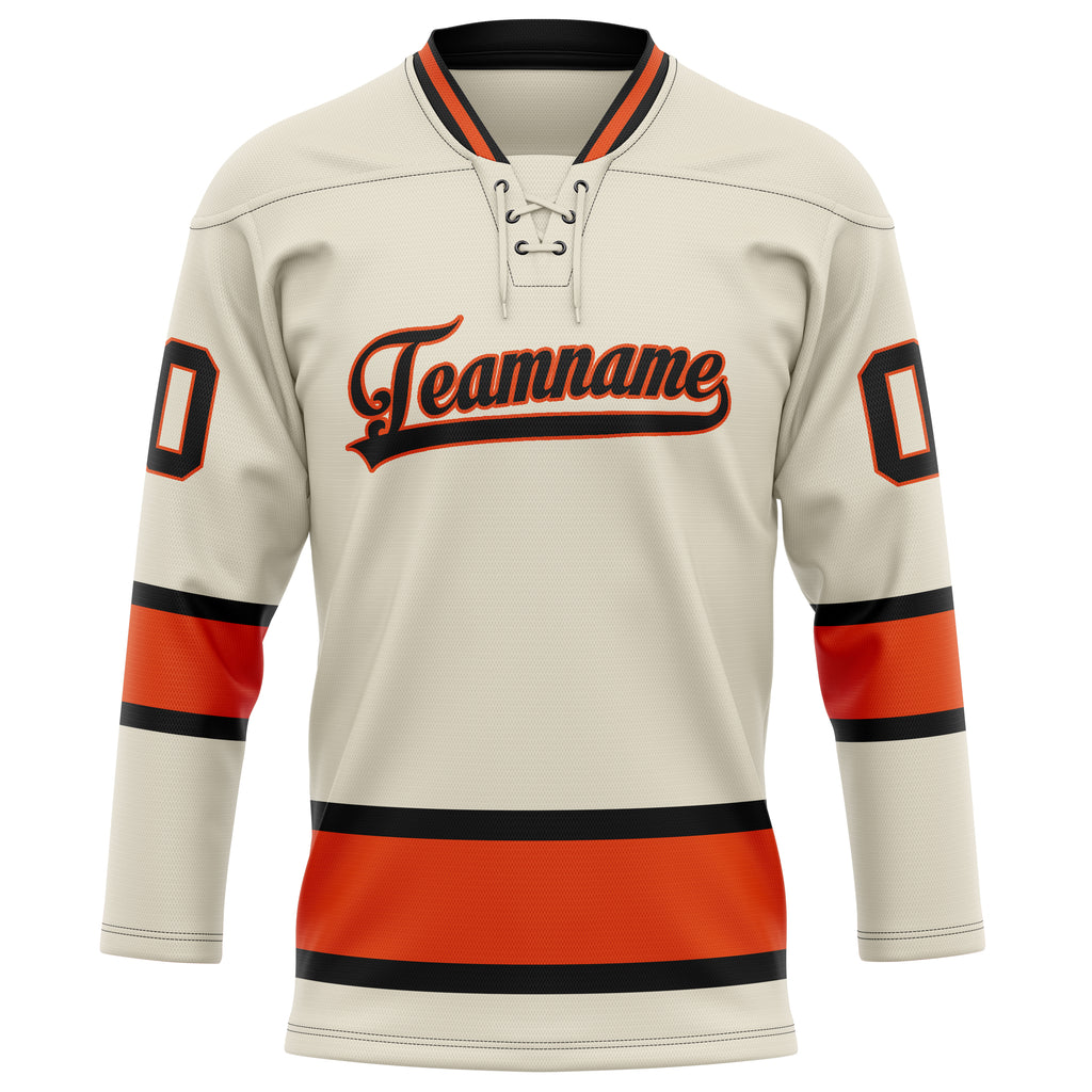 Personalized Cream & Red Solid Colour Hockey Jersey