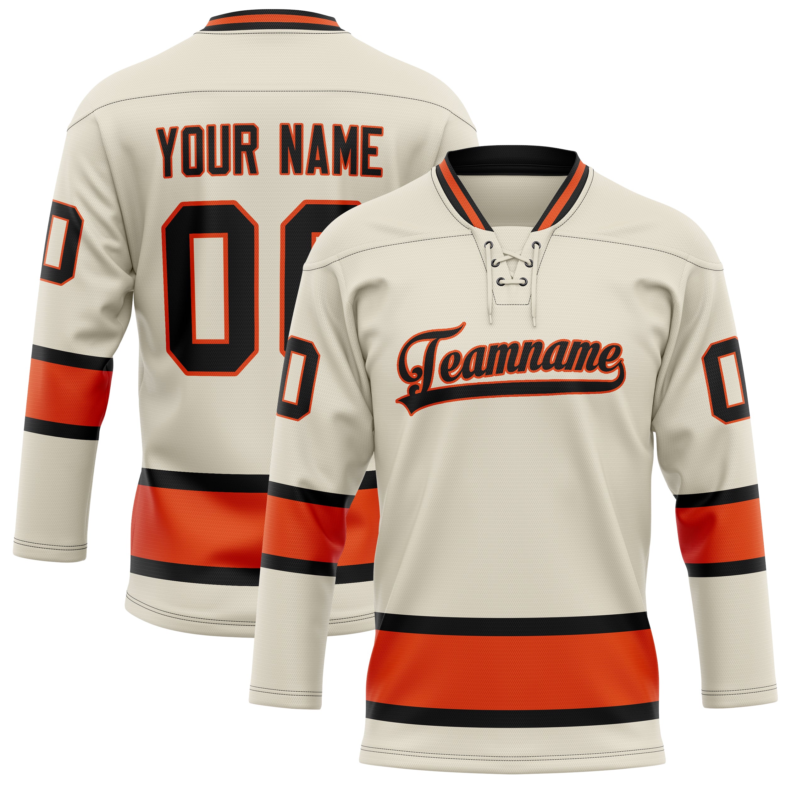 Personalized Cream & Red Solid Colour Hockey Jersey