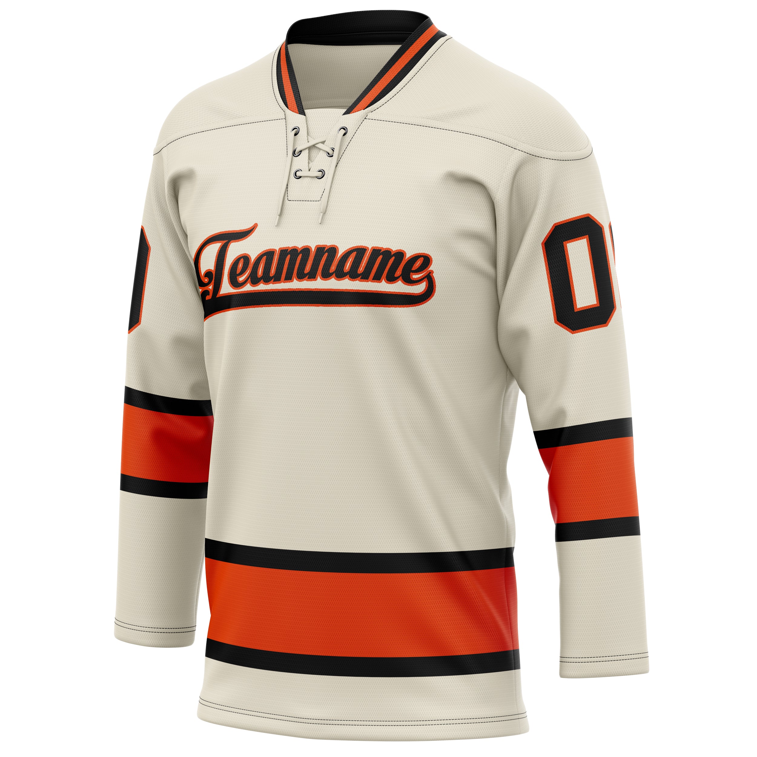 Personalized Cream & Red Solid Colour Hockey Jersey