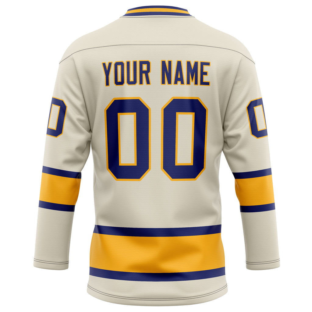 Personalized Cream & Gold Solid Colour Hockey Jersey