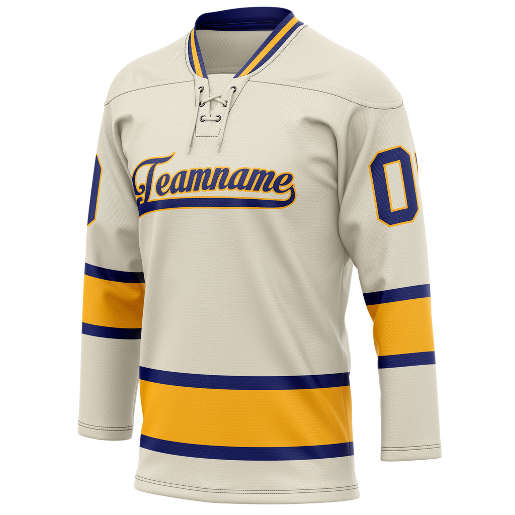 Personalized Cream & Gold Solid Colour Hockey Jersey