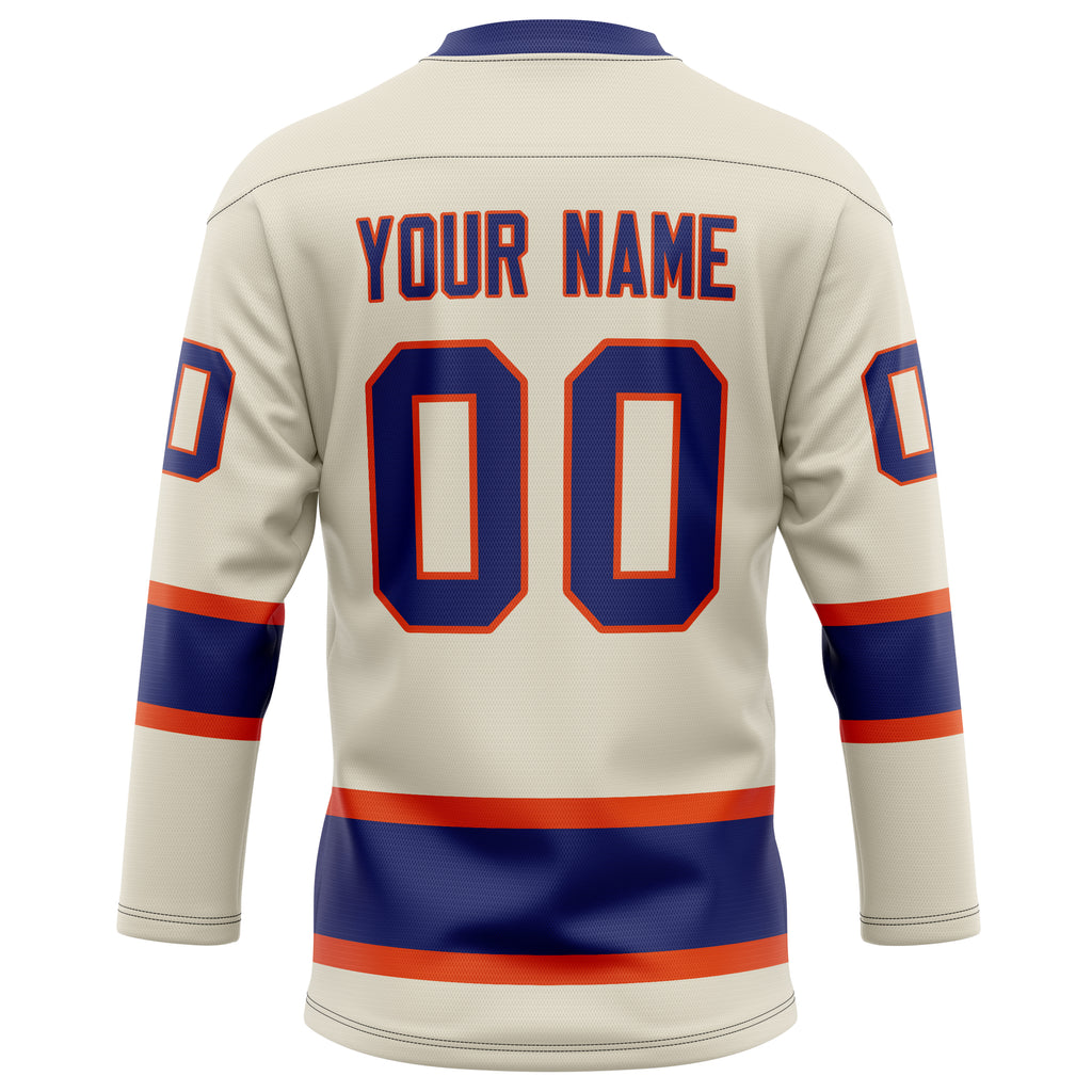 Personalized Cream & Navy Solid Colour Hockey Jersey