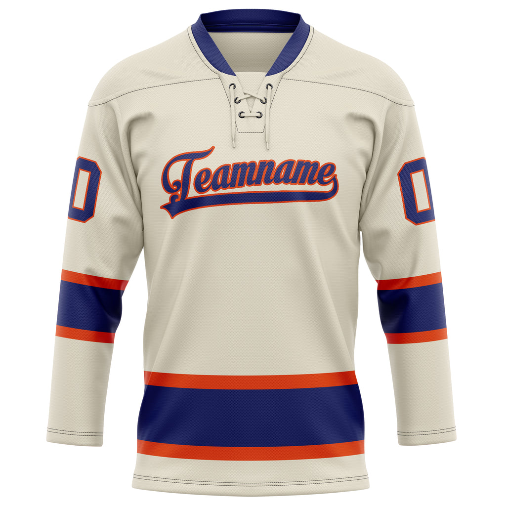 Personalized Cream & Navy Solid Colour Hockey Jersey