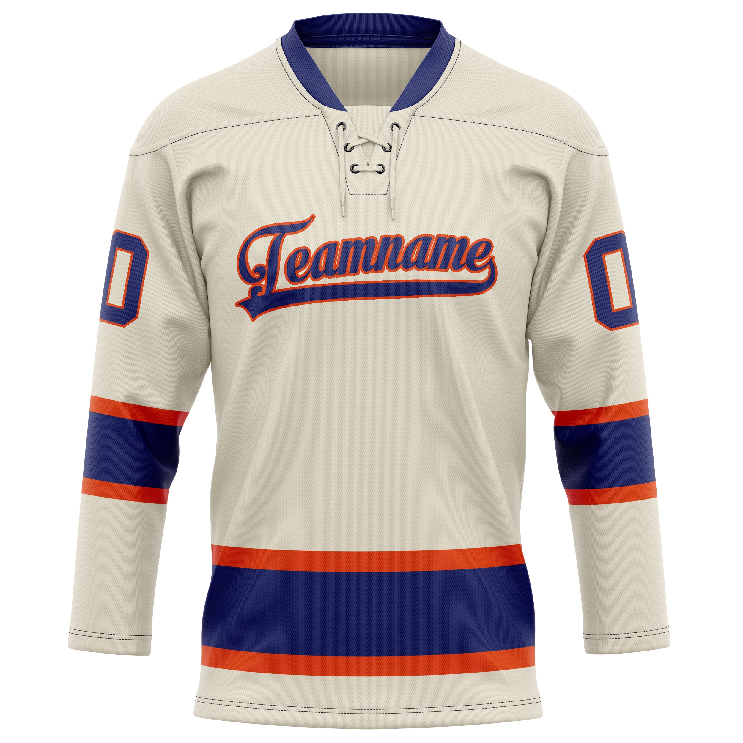 Personalized Cream & Navy Solid Colour Hockey Jersey