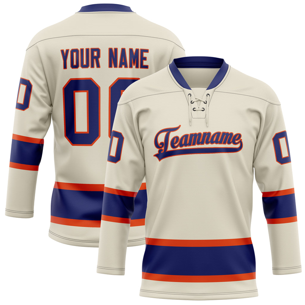 Personalized Cream & Navy Solid Colour Hockey Jersey