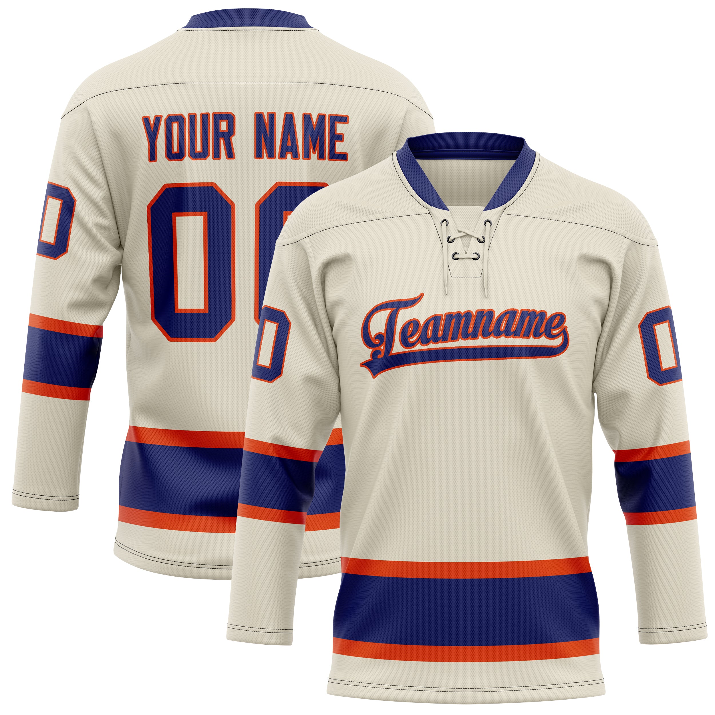 Personalized Cream & Navy Solid Colour Hockey Jersey