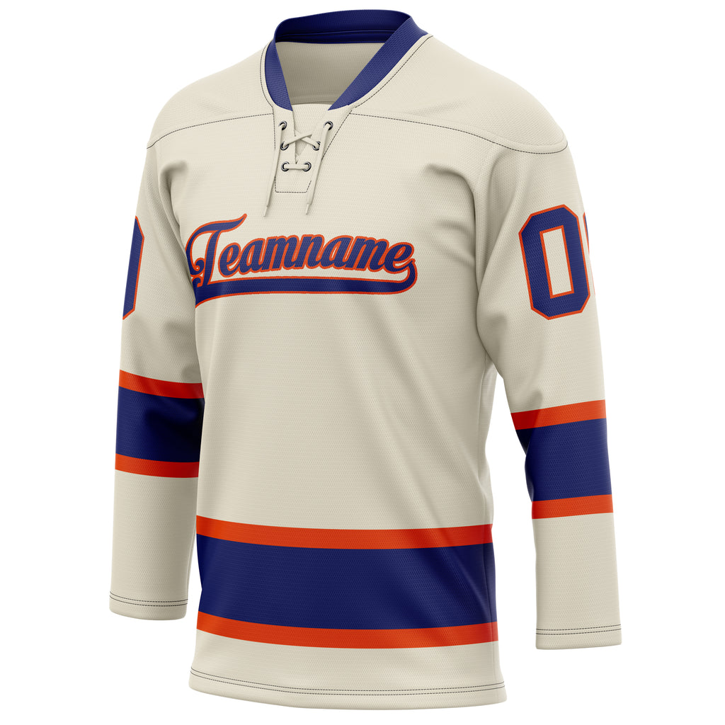 Personalized Cream & Navy Solid Colour Hockey Jersey