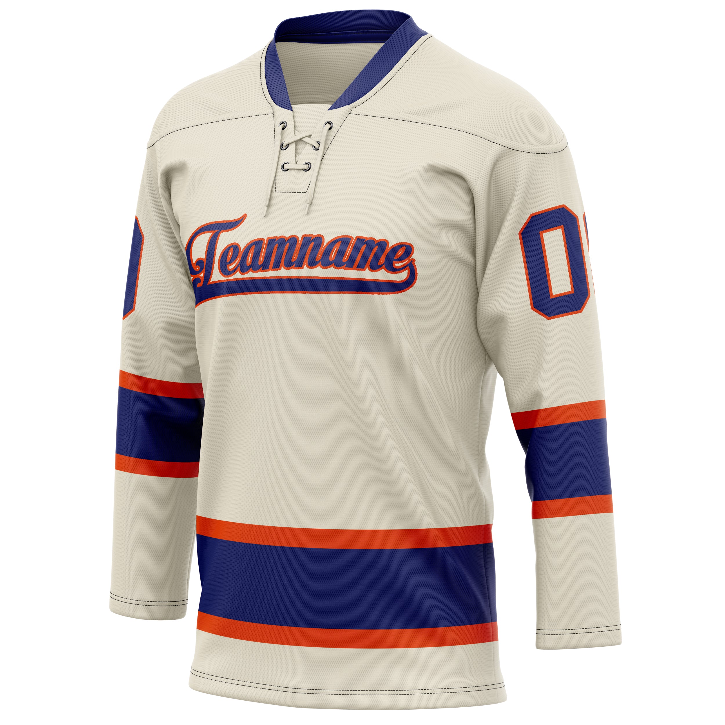Personalized Cream & Navy Solid Colour Hockey Jersey