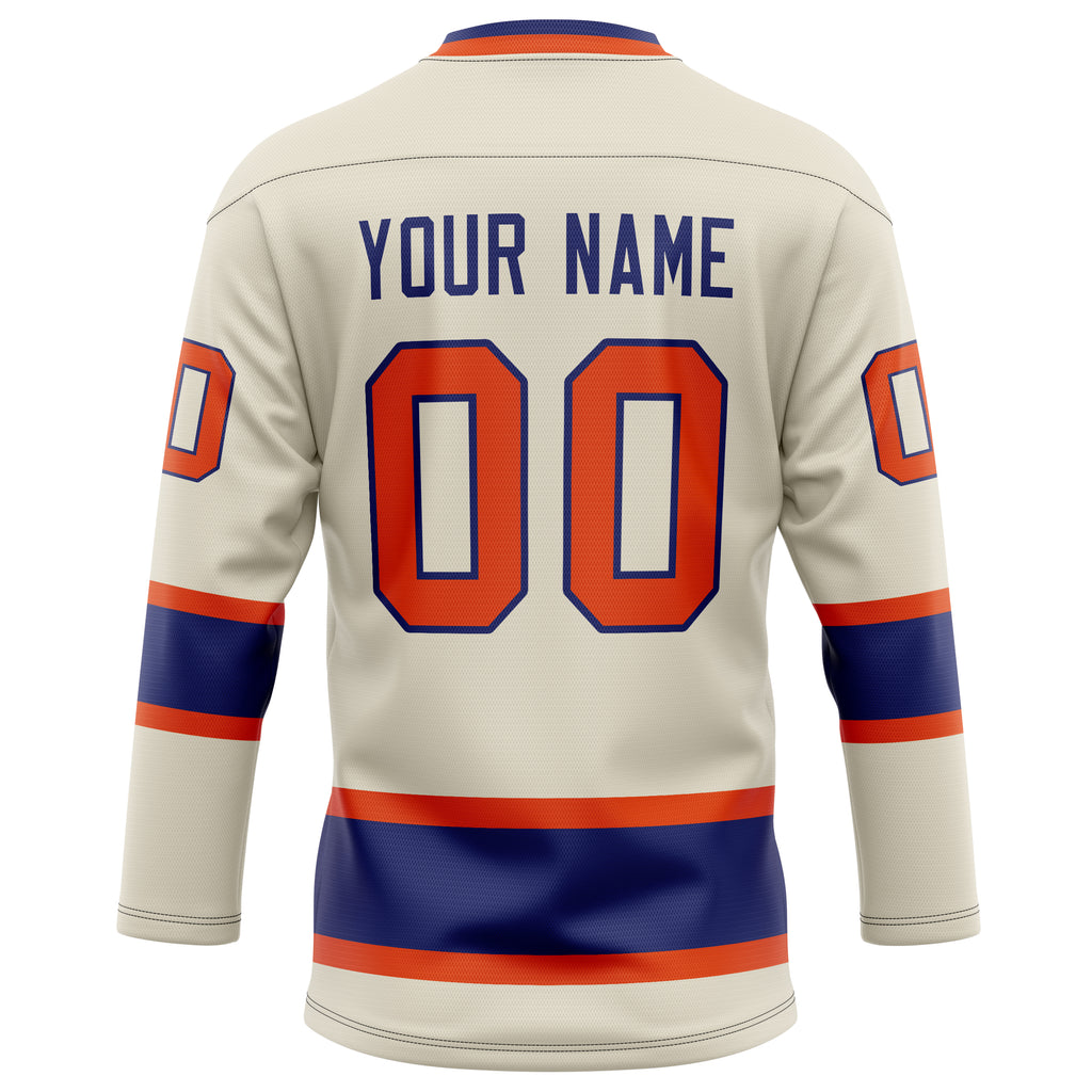 Personalized Cream & Red Solid Colour Hockey Jersey