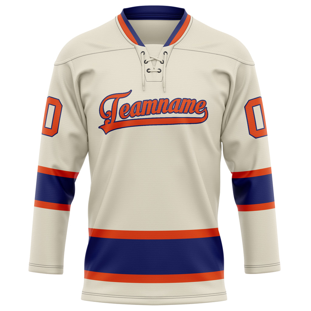 Personalized Cream & Red Solid Colour Hockey Jersey