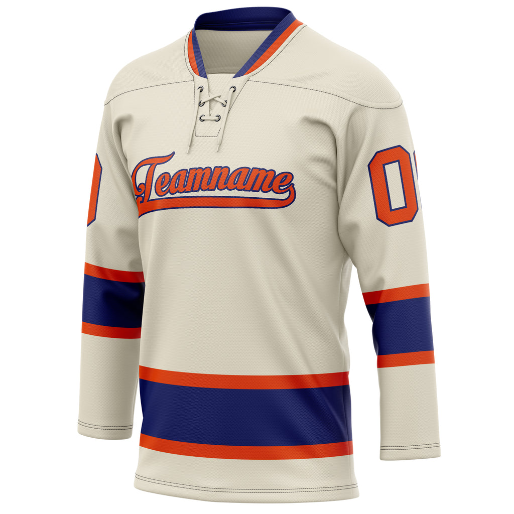 Personalized Cream & Red Solid Colour Hockey Jersey