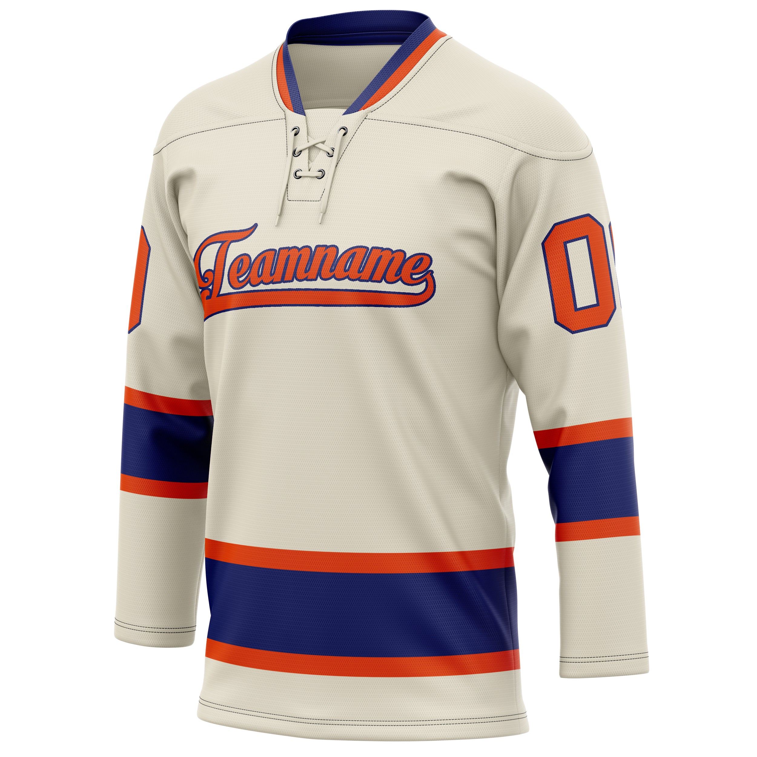 Personalized Cream & Red Solid Colour Hockey Jersey