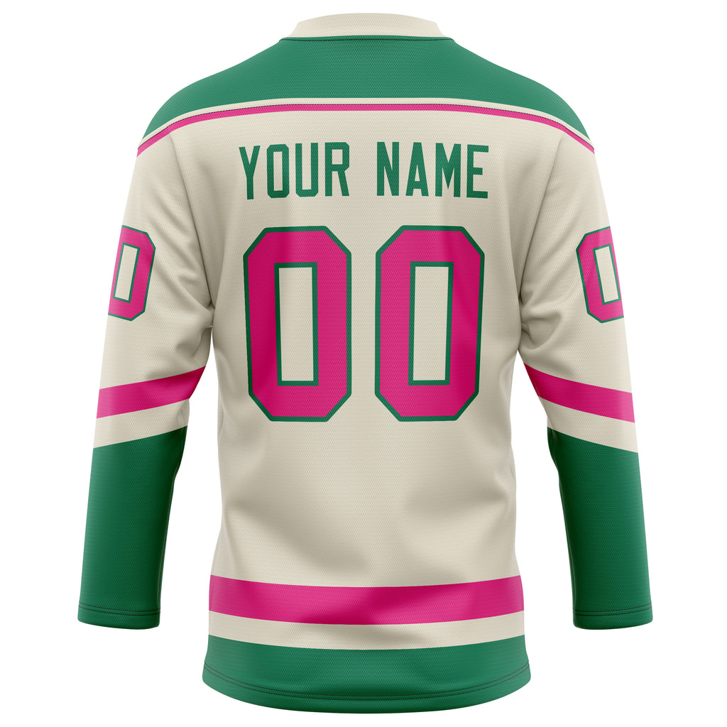 Personalized Cream & Pink Solid Colour Hockey Jersey