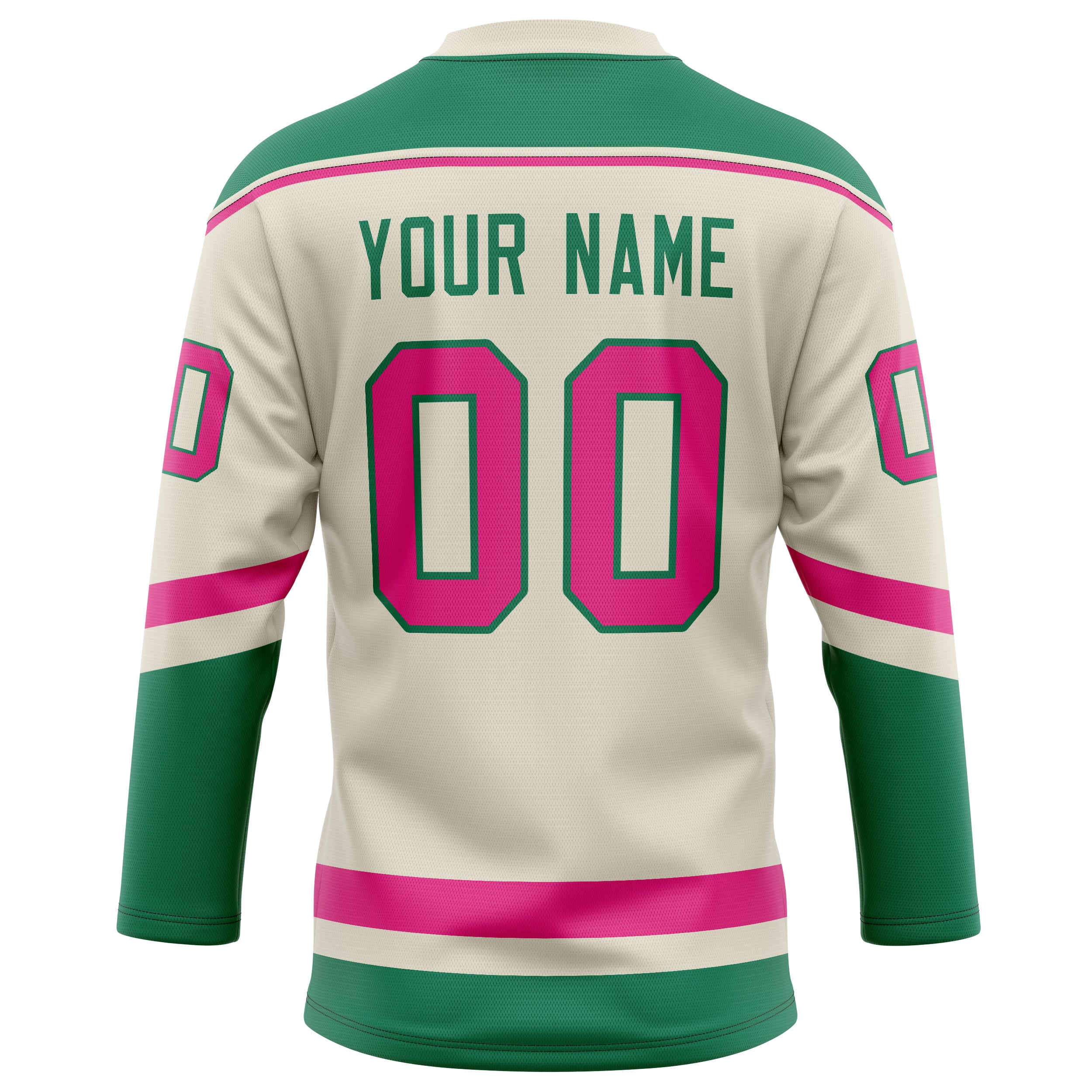 Personalized Cream & Pink Solid Colour Hockey Jersey