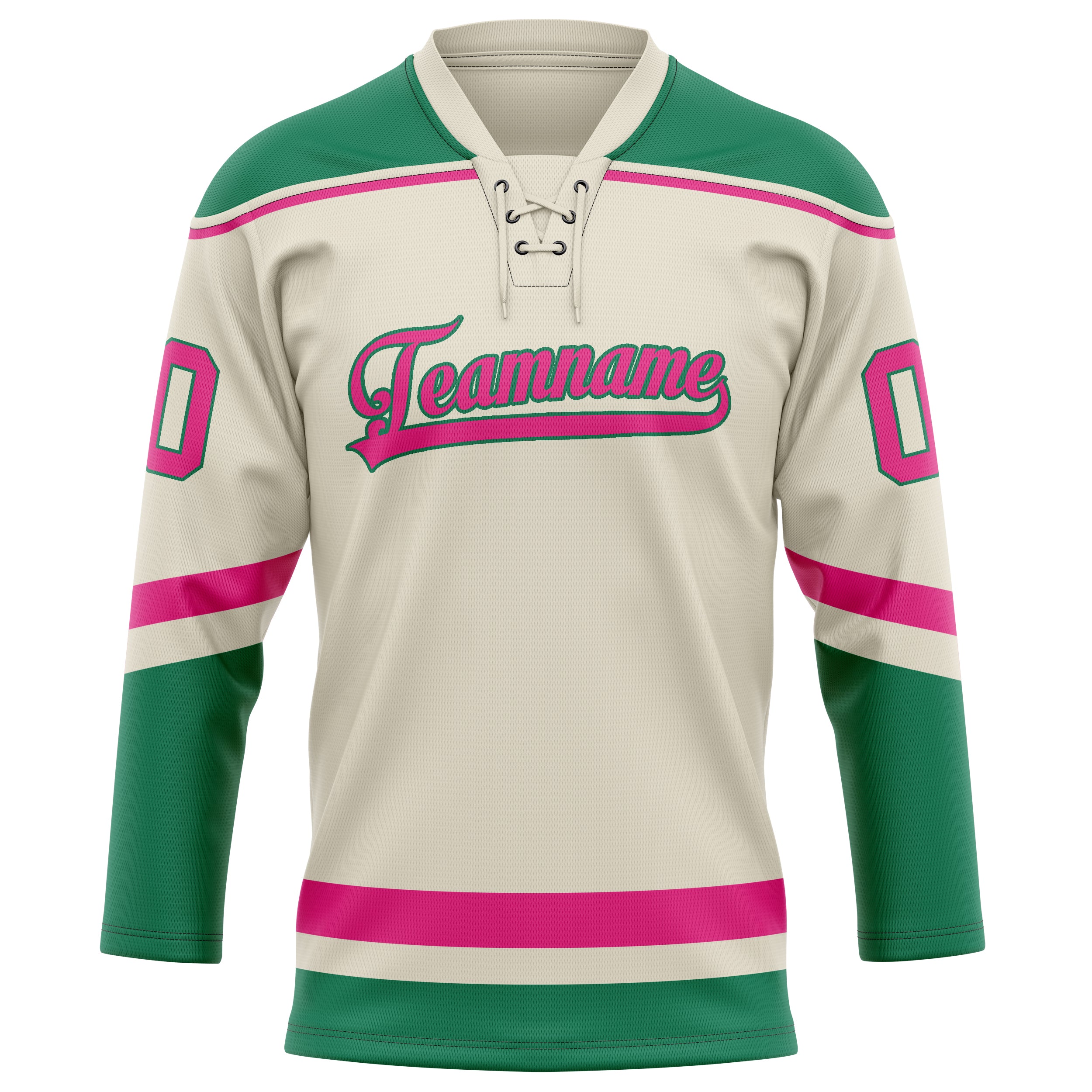 Personalized Cream & Pink Solid Colour Hockey Jersey