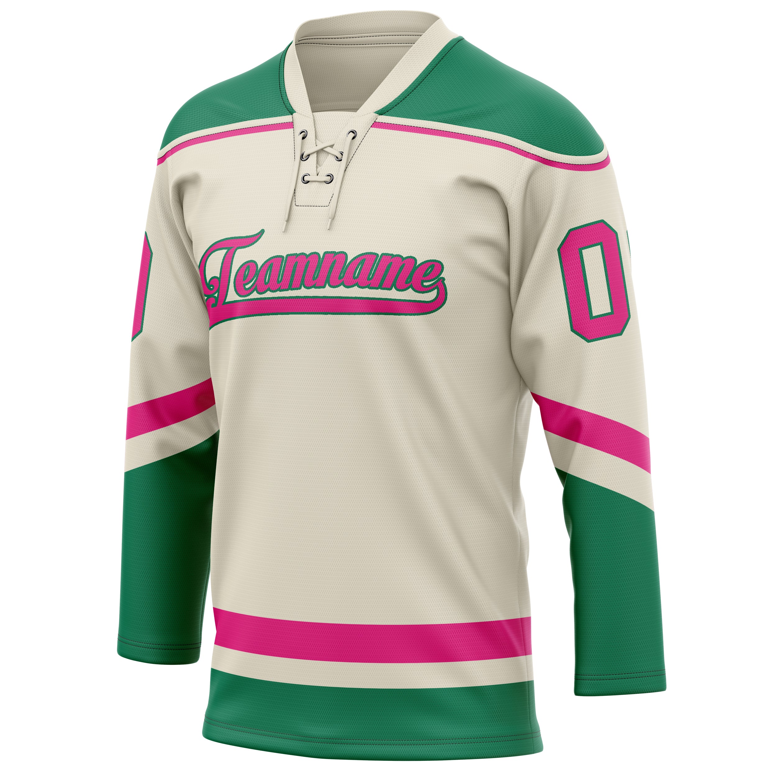 Personalized Cream & Pink Solid Colour Hockey Jersey