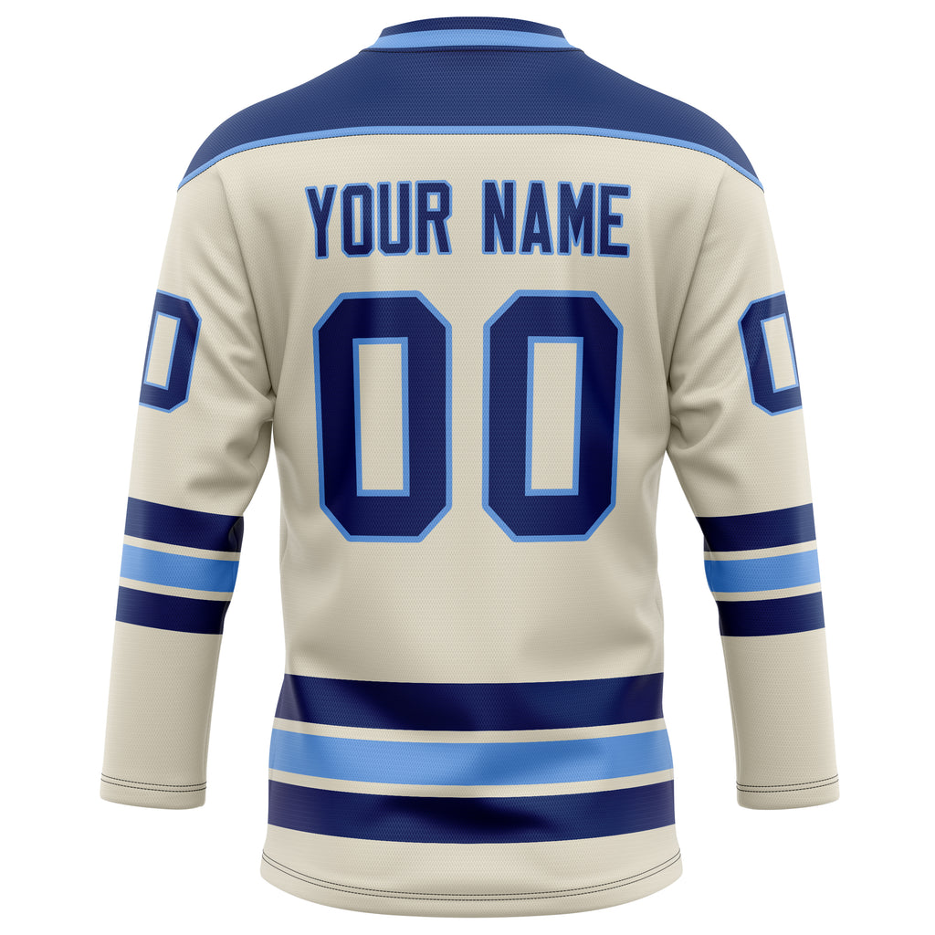 Personalized Cream & Navy Solid Colour Hockey Jersey