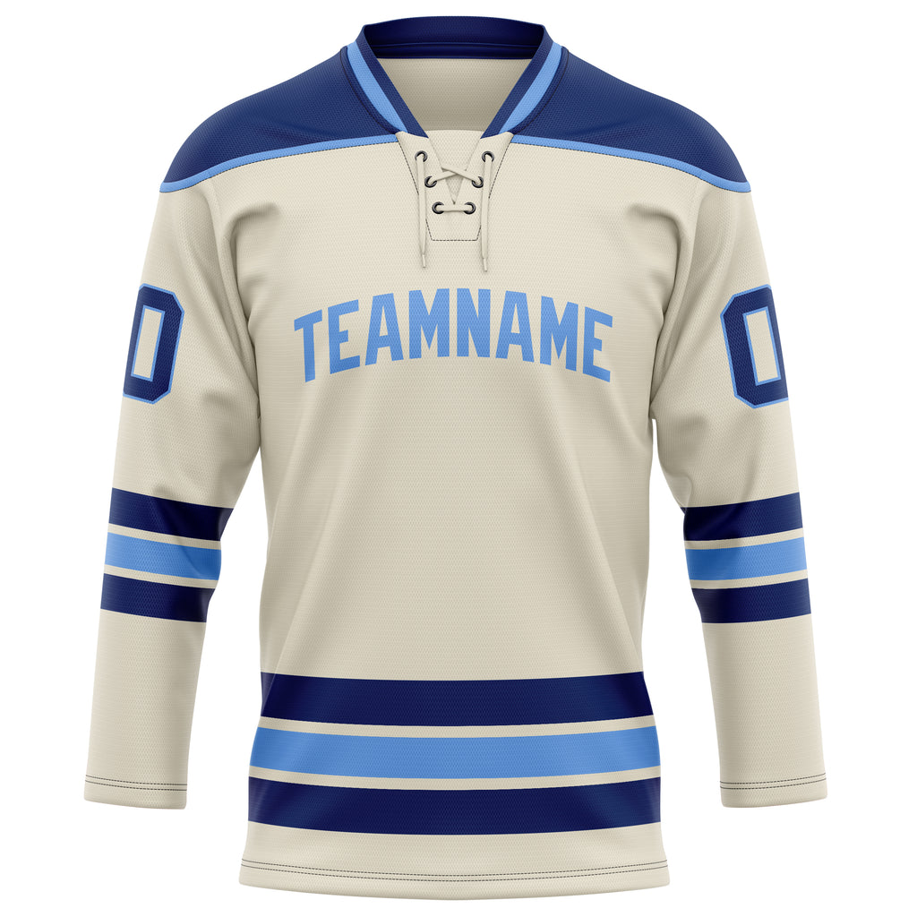 Personalized Cream & Navy Solid Colour Hockey Jersey