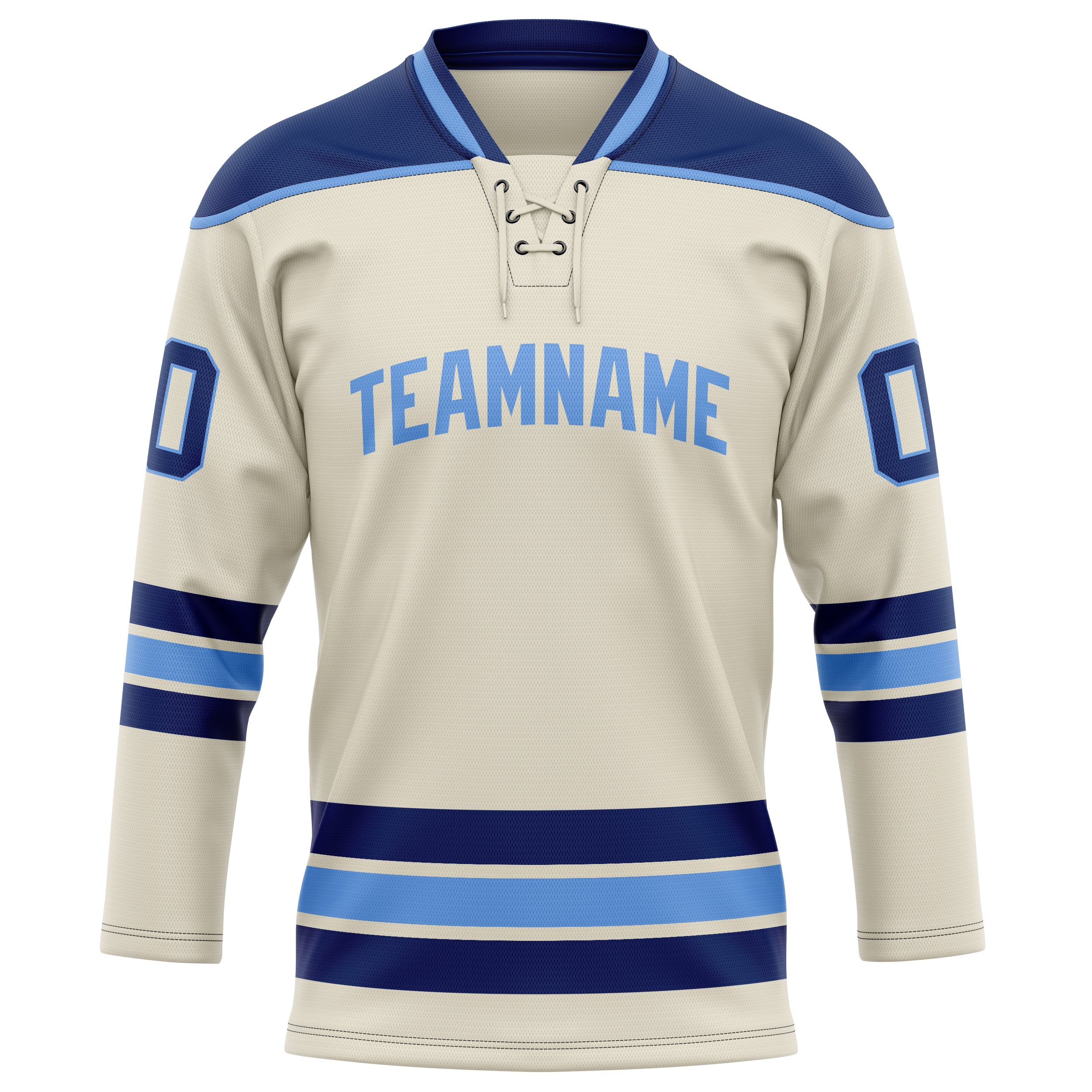 Personalized Cream & Navy Solid Colour Hockey Jersey