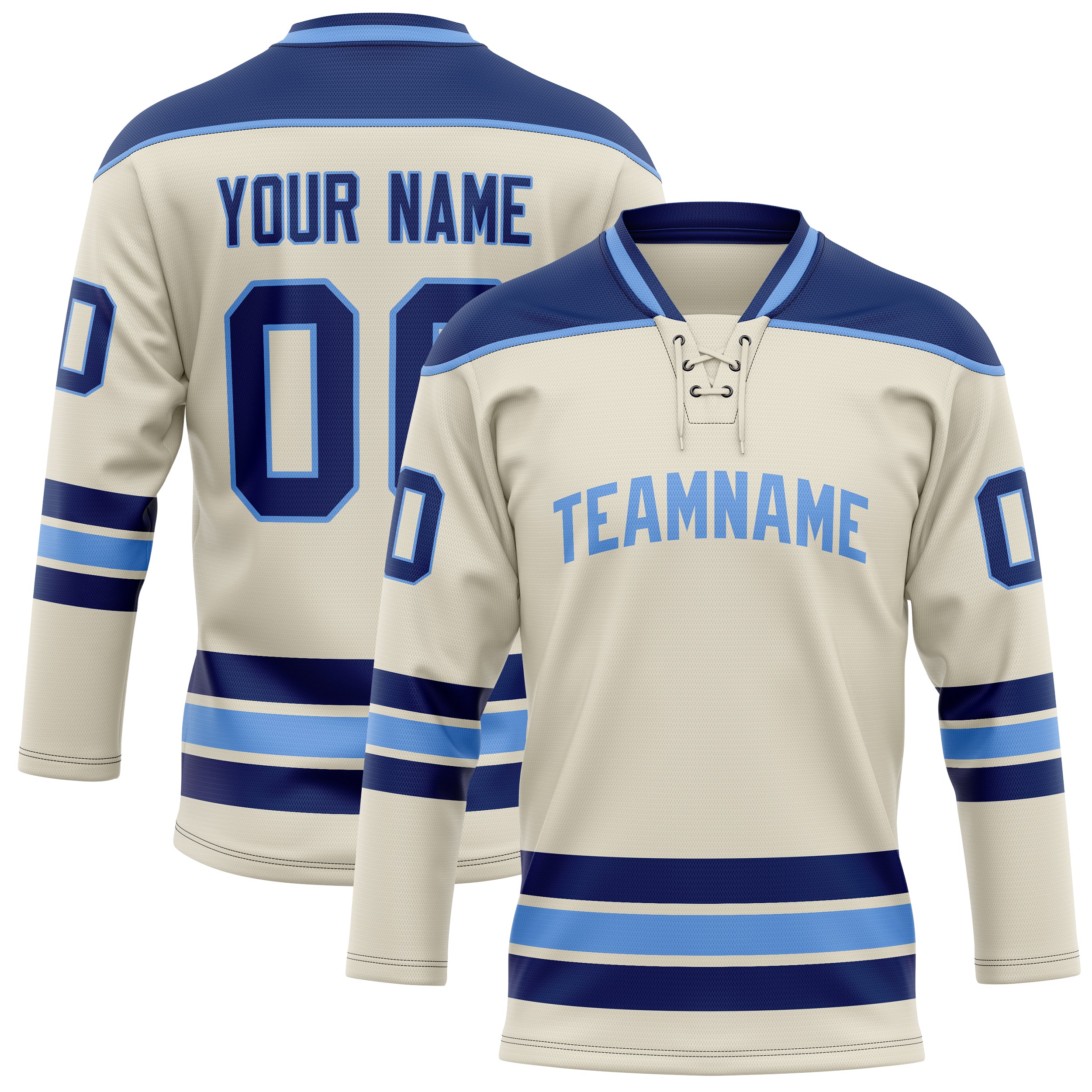 Personalized Cream & Navy Solid Colour Hockey Jersey