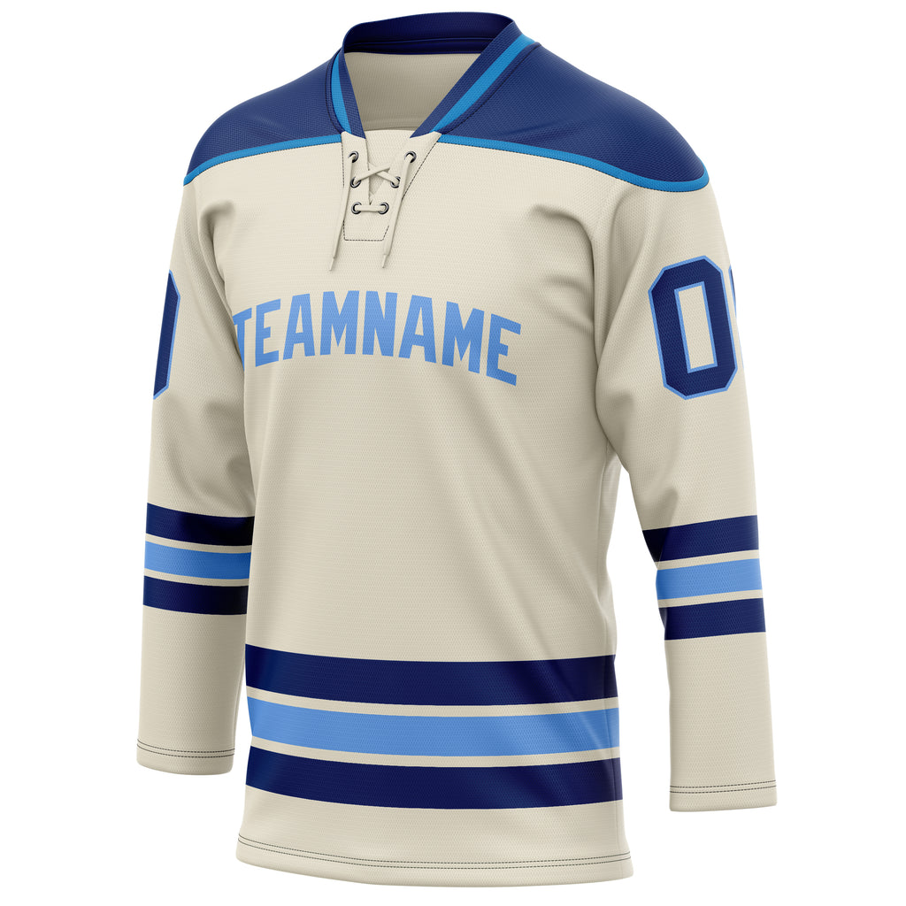 Personalized Cream & Navy Solid Colour Hockey Jersey