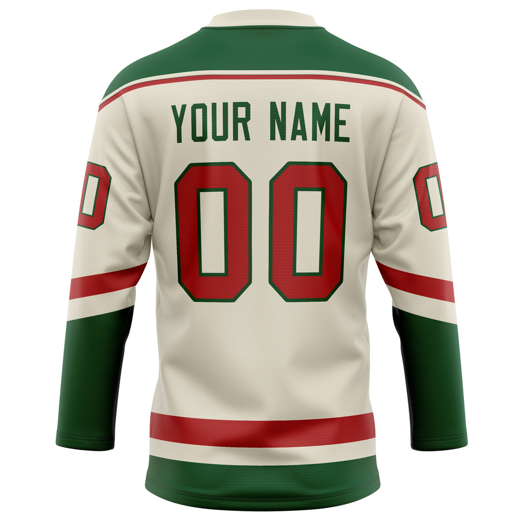 Personalized Cream & Red Solid Colour Hockey Jersey