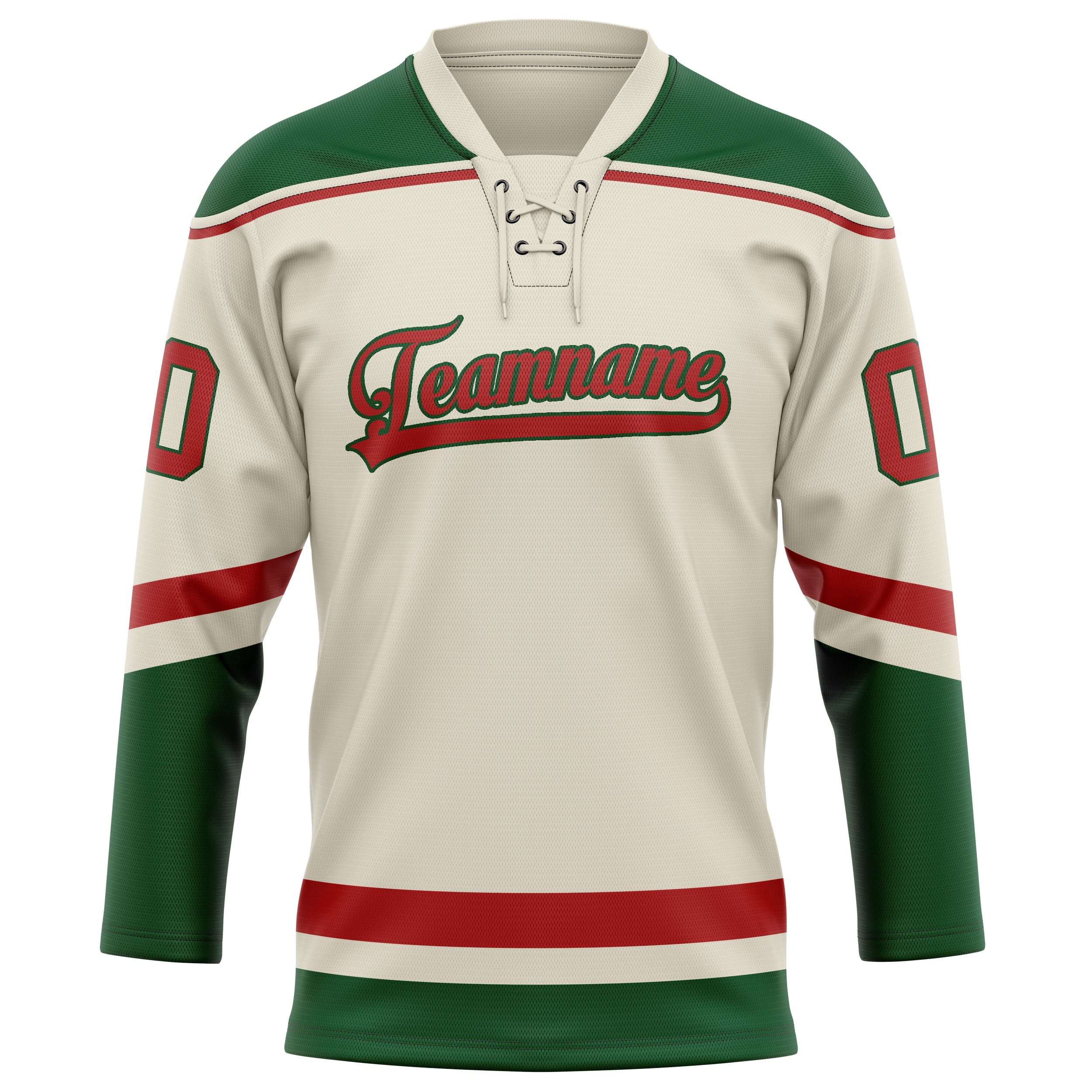 Personalized Cream & Red Solid Colour Hockey Jersey