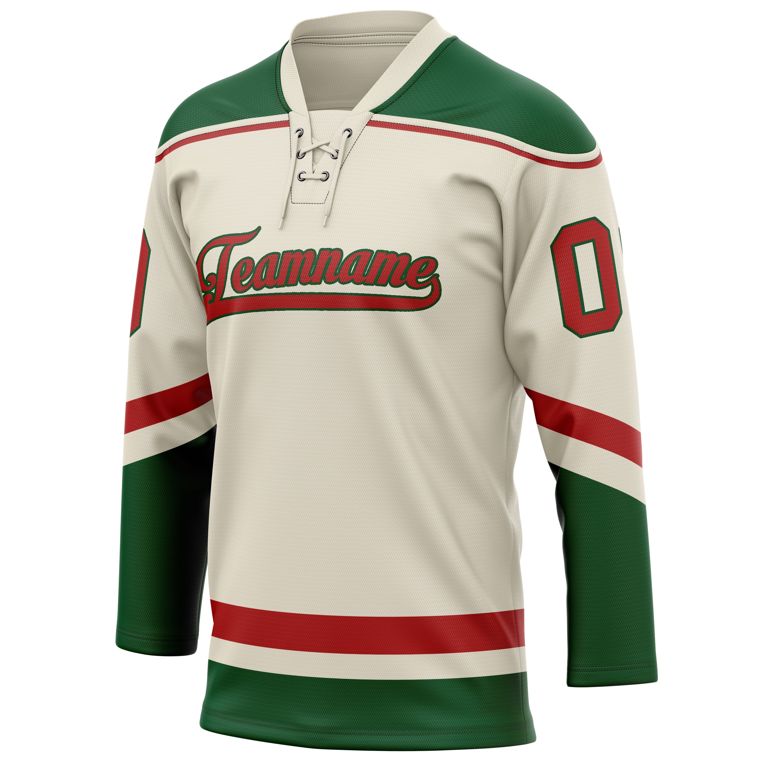 Personalized Cream & Red Solid Colour Hockey Jersey