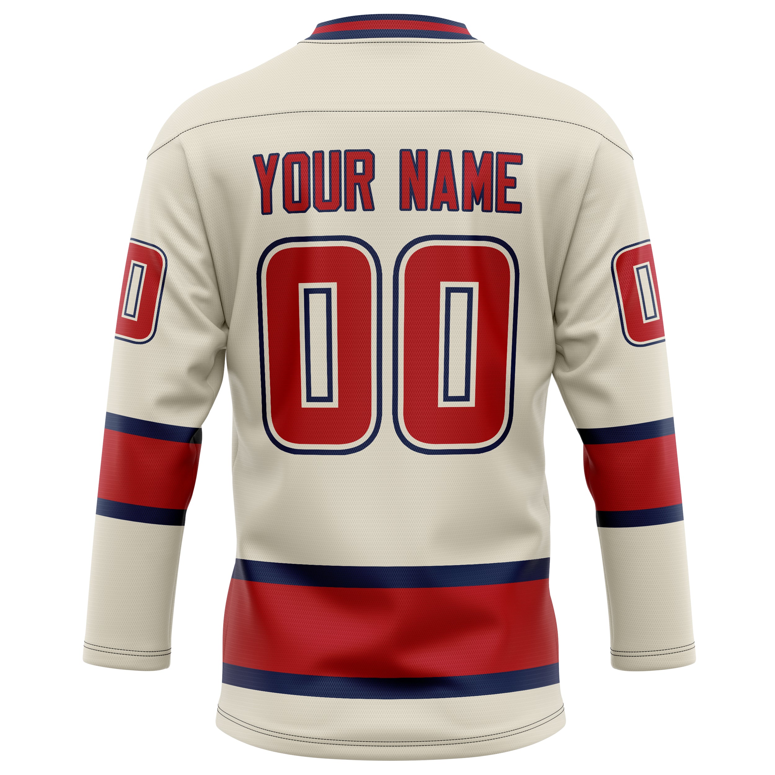 Personalized Cream & Red Solid Colour Hockey Jersey